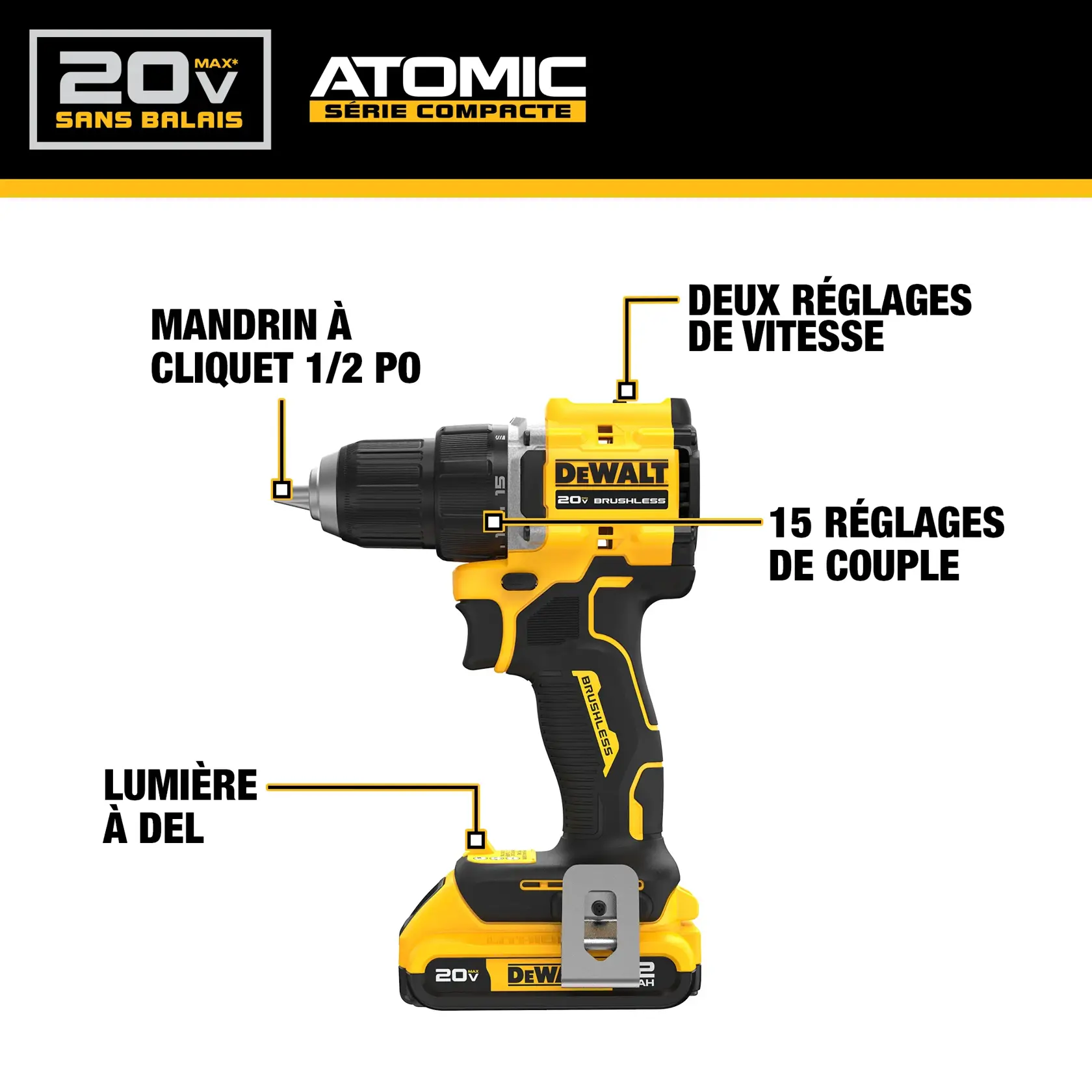 A person wearing gloves is using a yellow DEWALT cordless drill on a wooden door in a room under construction.
