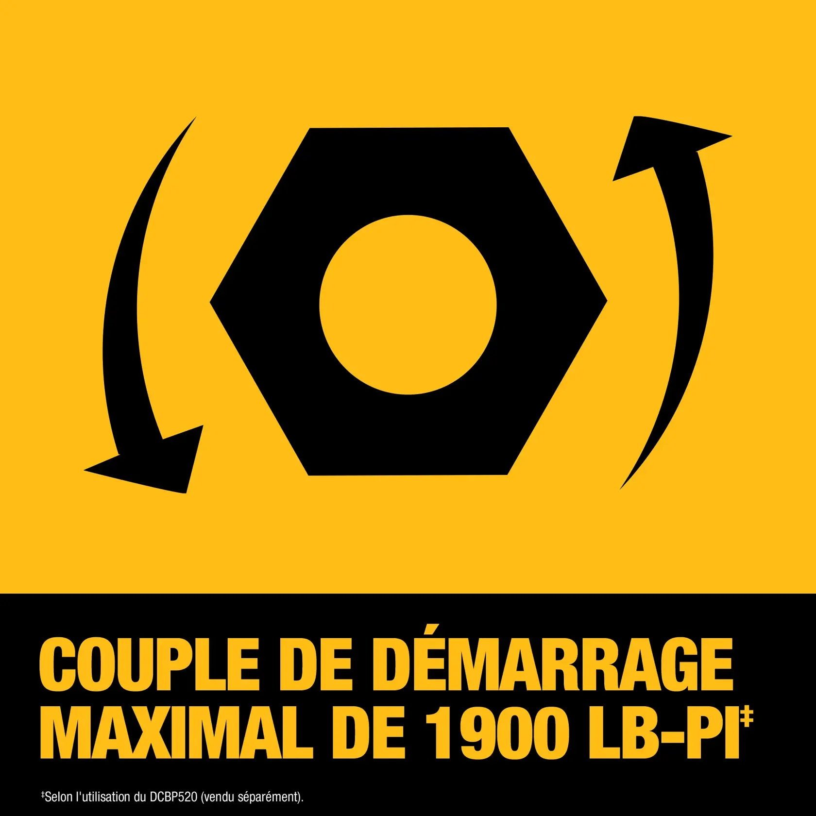 Close-up of a person's hand adjusting speed settings on a DEWALT power tool with three speeds and Precision Wrench mode, featuring a lit LED indicator. Text reads '3 speeds and Precision Wrench mode.' Battery sold separately.