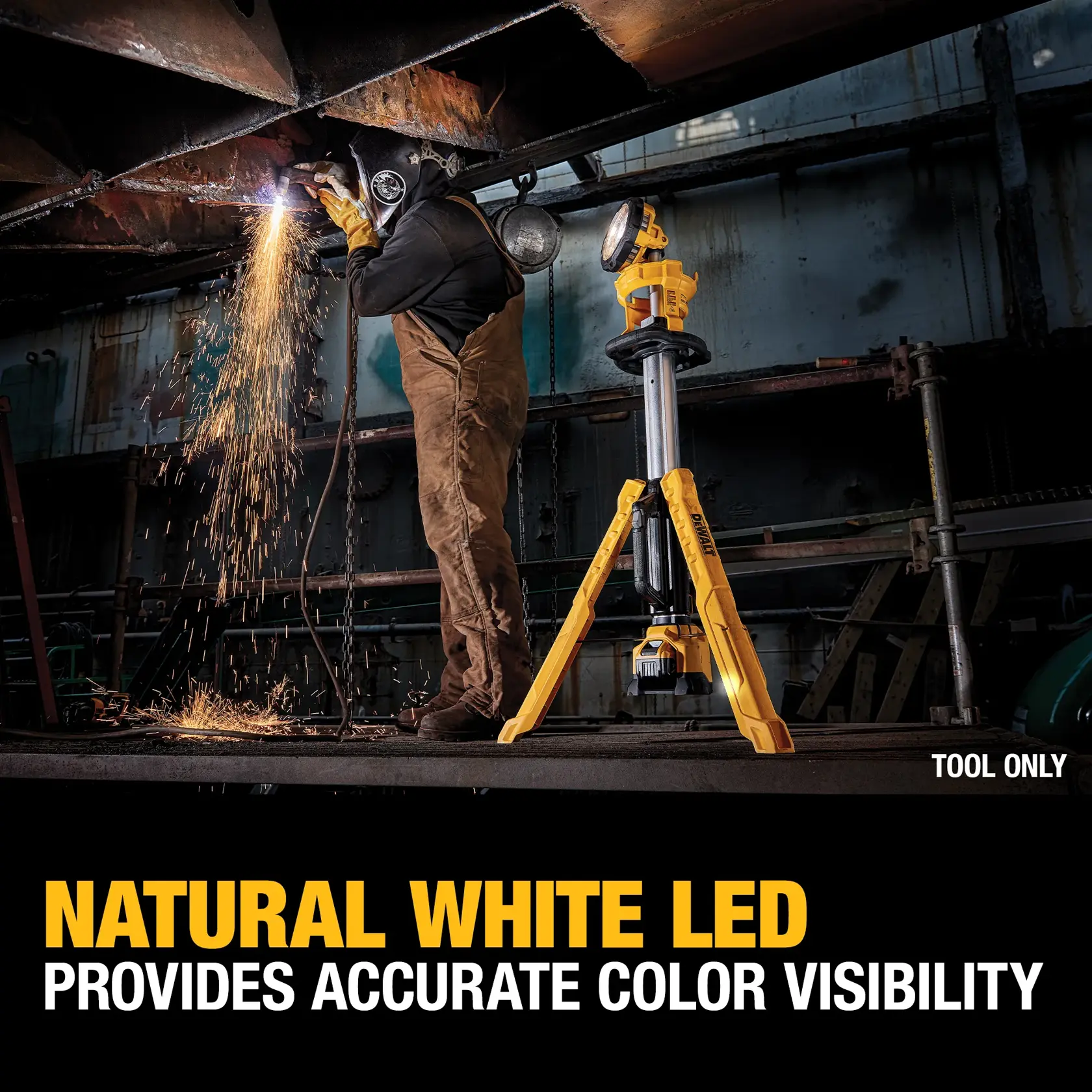 cordless tripod light being carried by a person