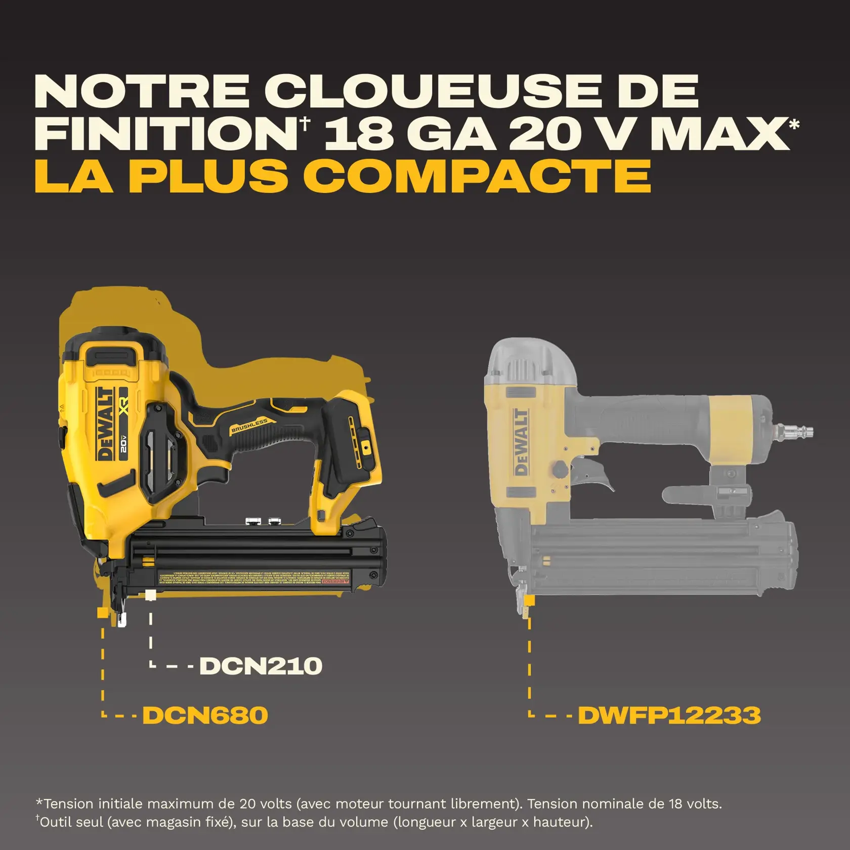 Graphic with yellow background and bold black text that reads 'BATTERY AND CHARGER NOT INCLUDED.'