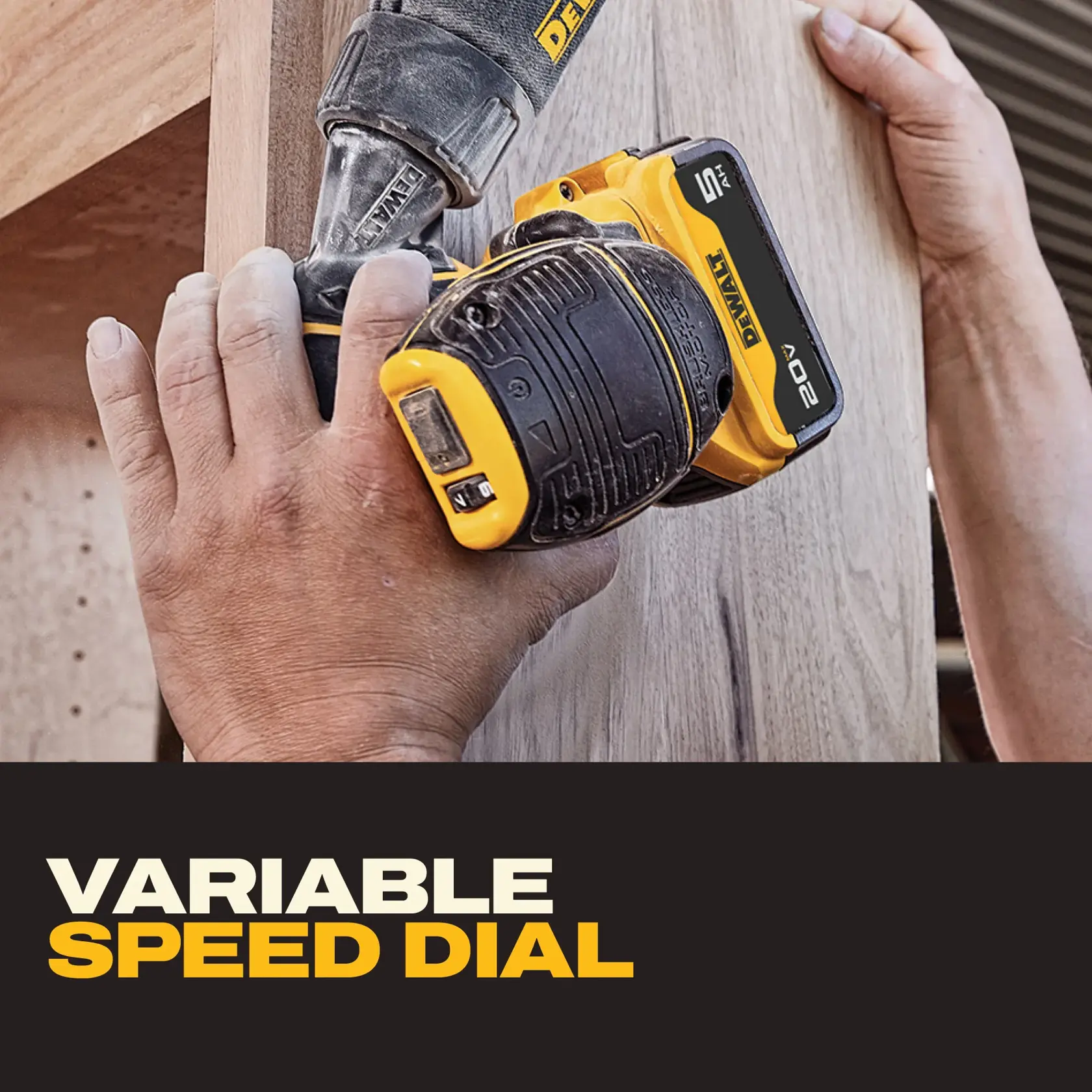 DEWALT kit includes a random orbital sander, 20V battery, and charger. All items are black and yellow.