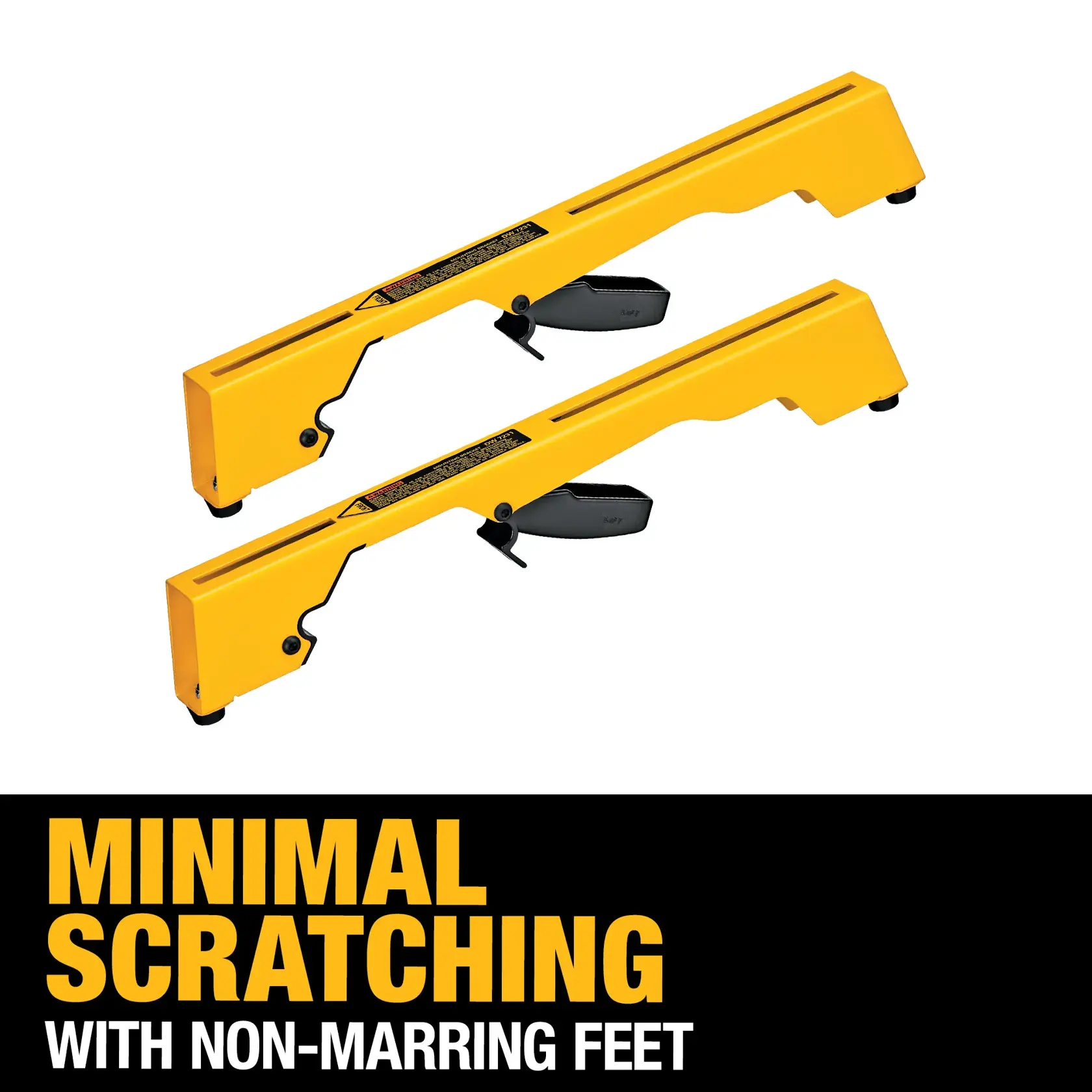 DEWALT DW7231 yellow tool parts with minimal scratching and non-marring feet feature.