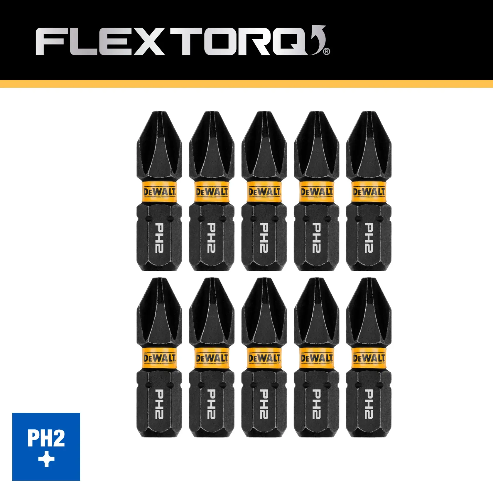 DEWALT(R) FLEXTORQ(R) Bit DWAF1PH2IR10; Bit geometry PH2