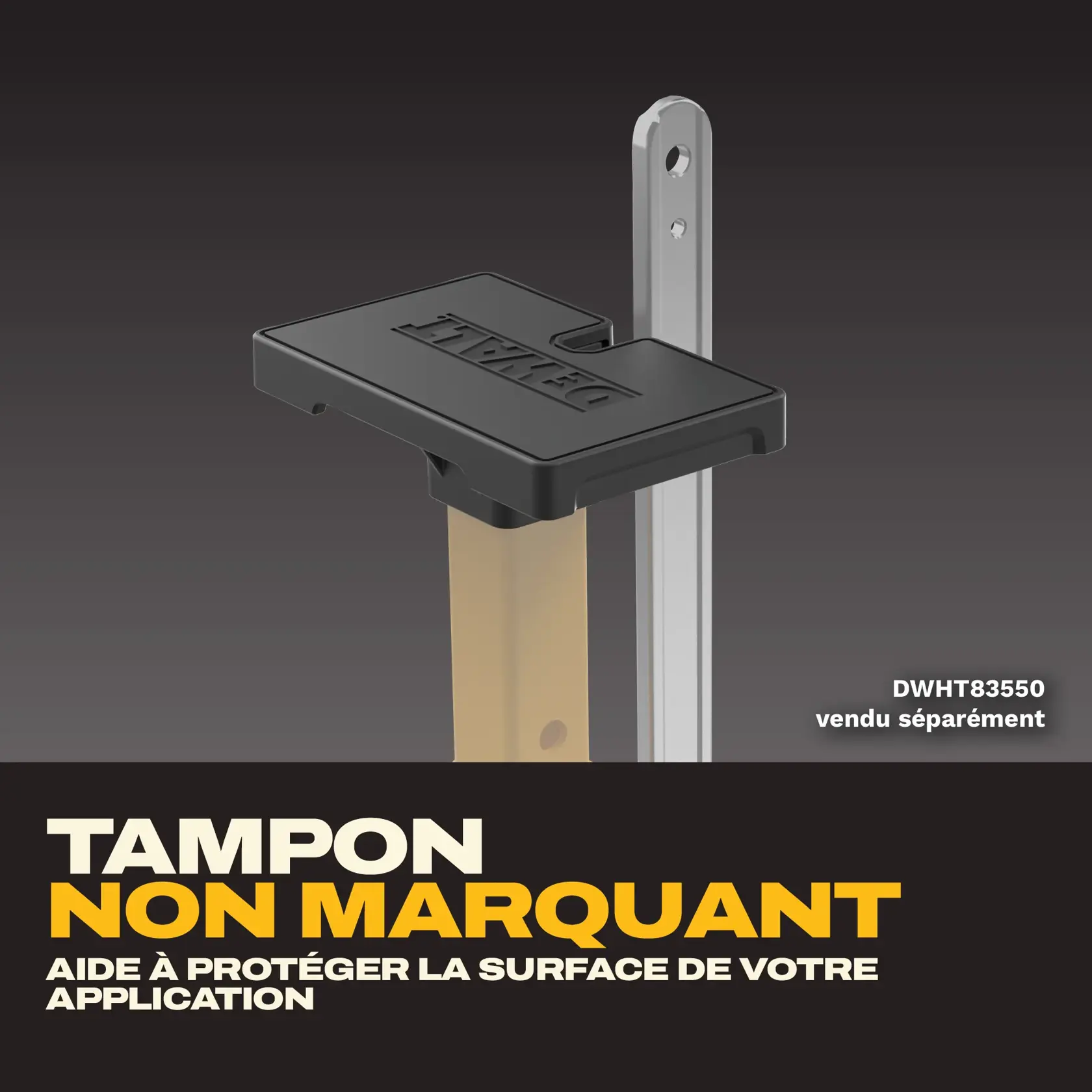 DEWALT pad attachment protects surfaces; DWHT83550 sold separately. Non-marring pad feature highlighted.