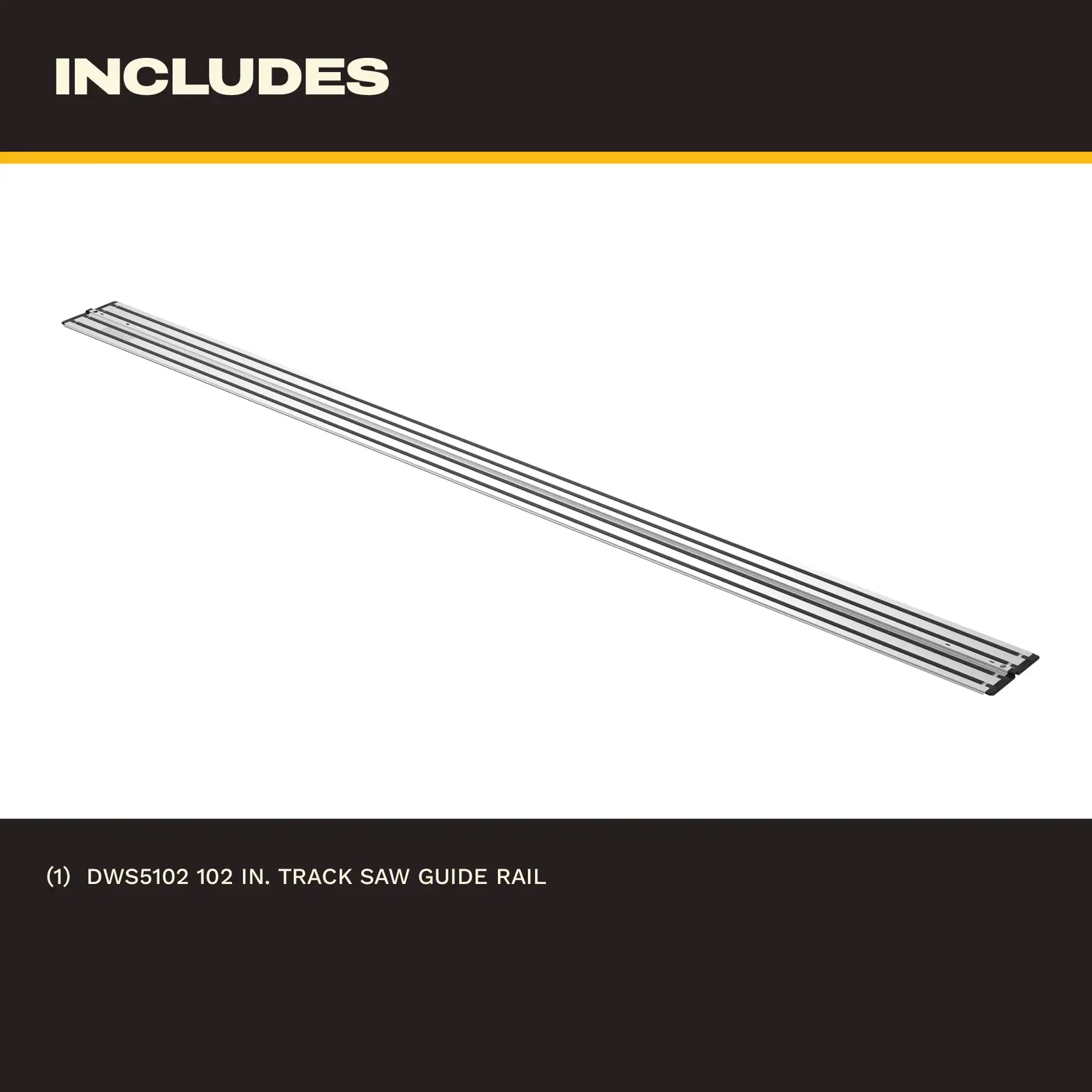 Long metal guide rail for saws, shown isolated on a white background.