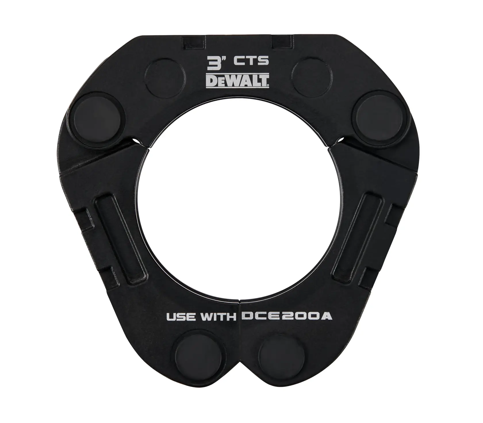 A DEWALT 3-inch CTS photography accessory attachment, labeled 'USE WITH DCE200A', shown against a white background.