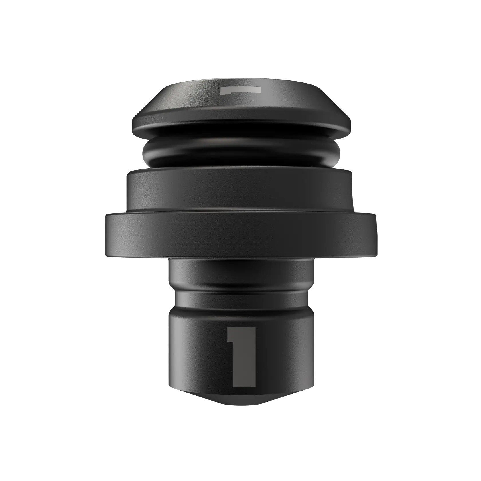 Black DEWALT DCFA4032 photographic accessory with the number 1 shown, isolated on a white background.