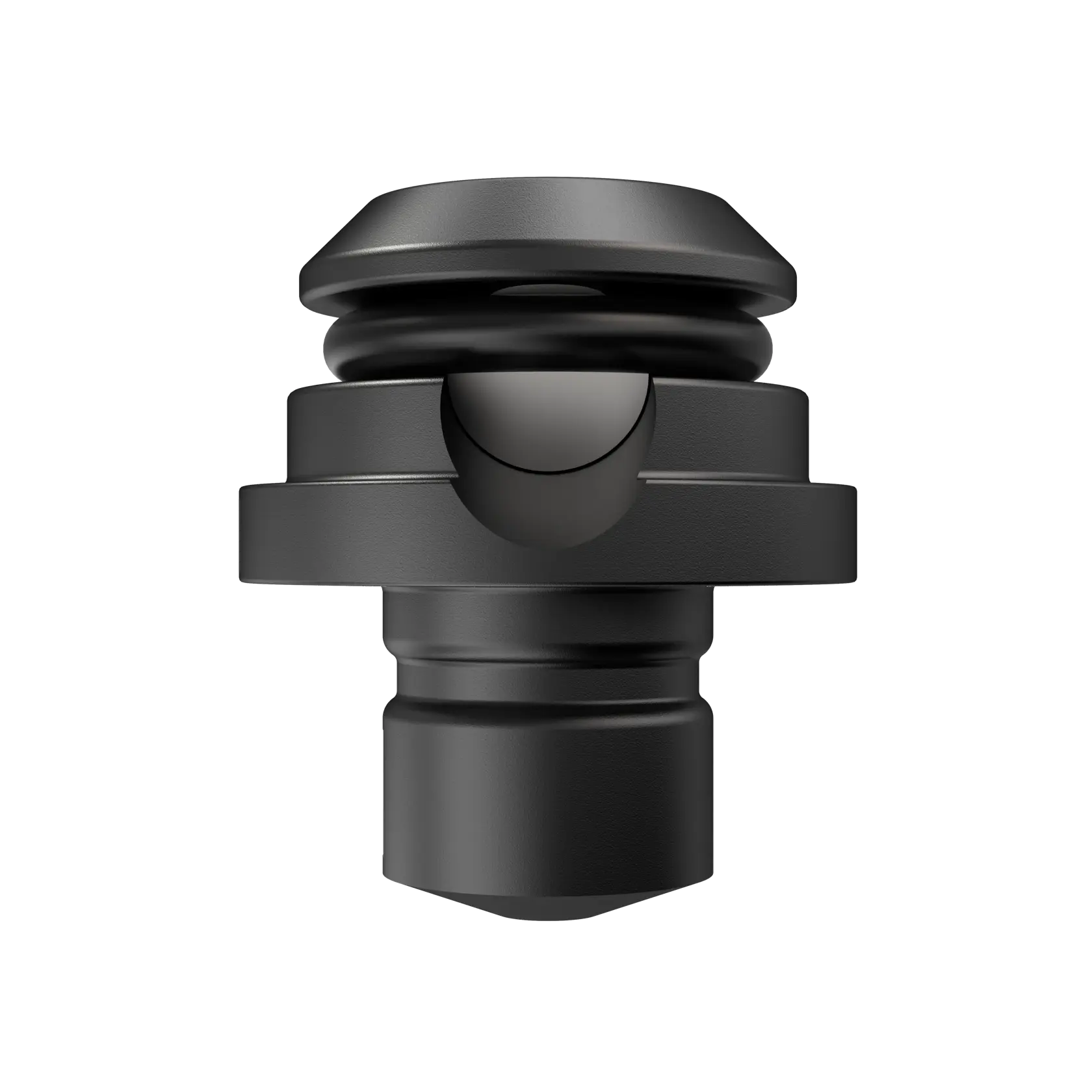 Close-up of a black metal camera accessory with a circular shape, suitable for photography equipment.