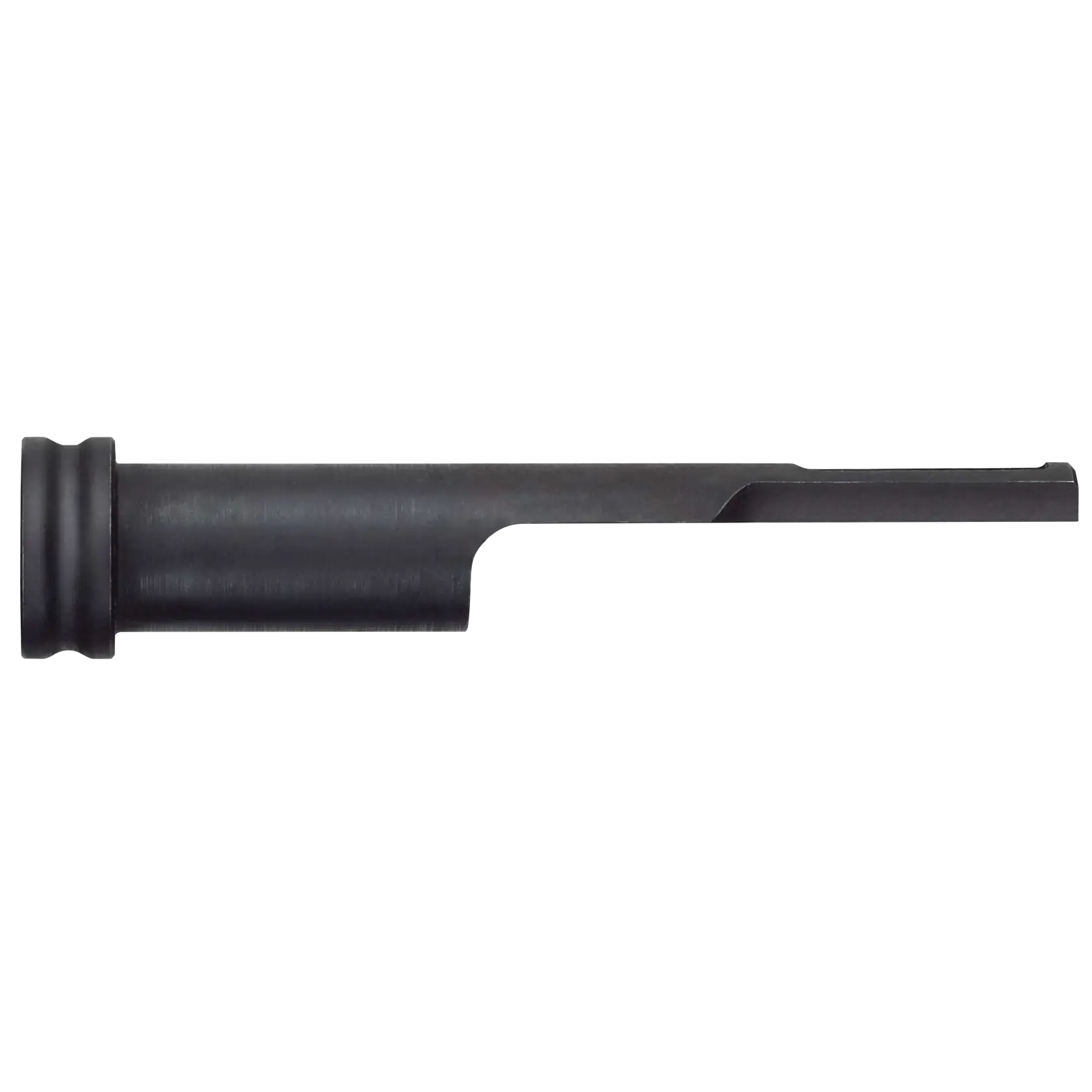 A close-up view of a DEWALT DCN8904 black metal tool attachment, displayed against a white background.