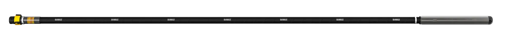 A long, black telescopic pole with metallic ends and yellow accents, designed for professional use, photographed on a white background.