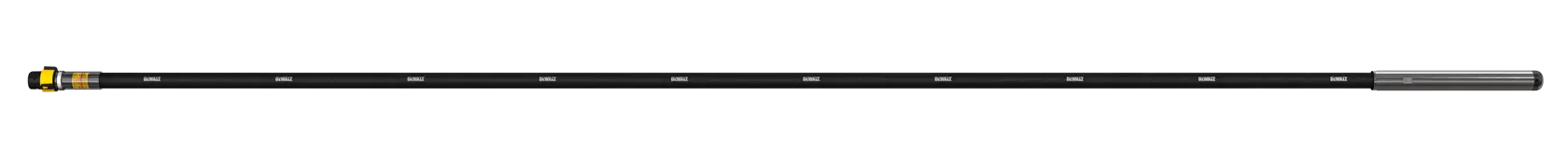 A long, black extension pole with a yellow connector at one end and a metallic tip at the other, photographed against a white background.