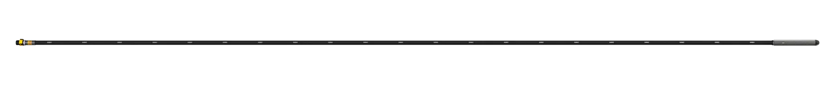 A long, straight black extension pole for a power tool, shown against a white background. The pole has connectors on each end.