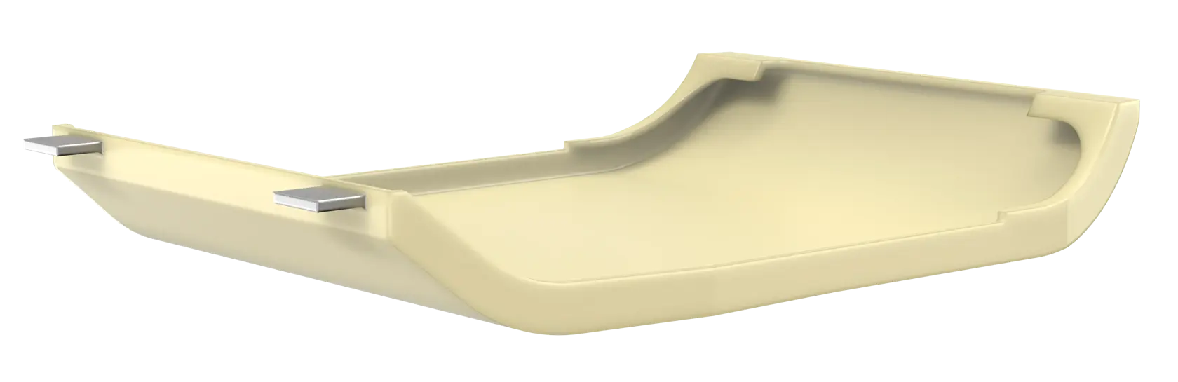 Beige plastic tray with raised edges and metal clips, shown against a white background.