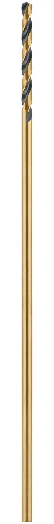 A single gold-colored drill bit with a spiral flute design, shown vertically against a white background.