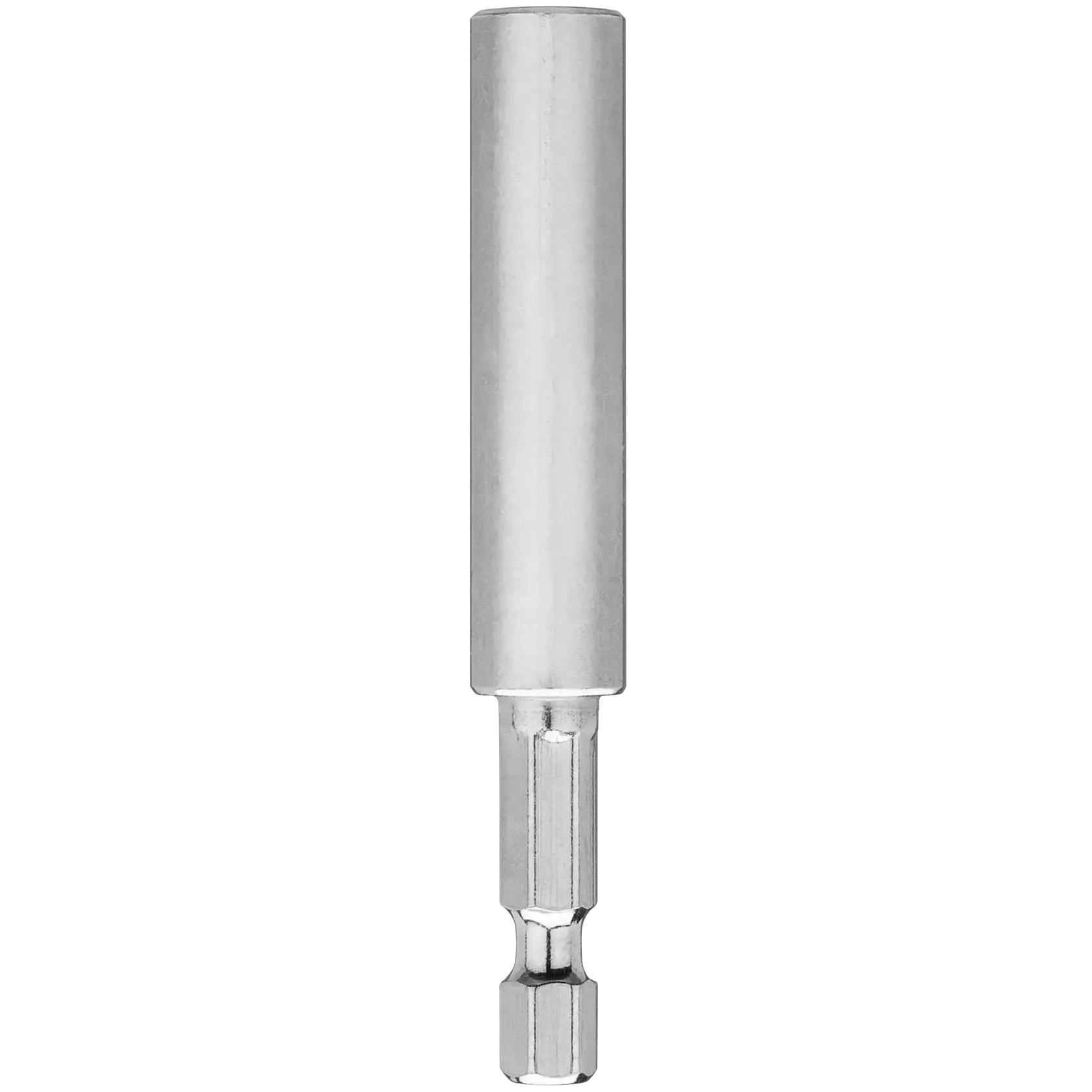 A close-up image of a DEWALT metal drill bit holder with a hexagonal shank, designed for use with power drills.