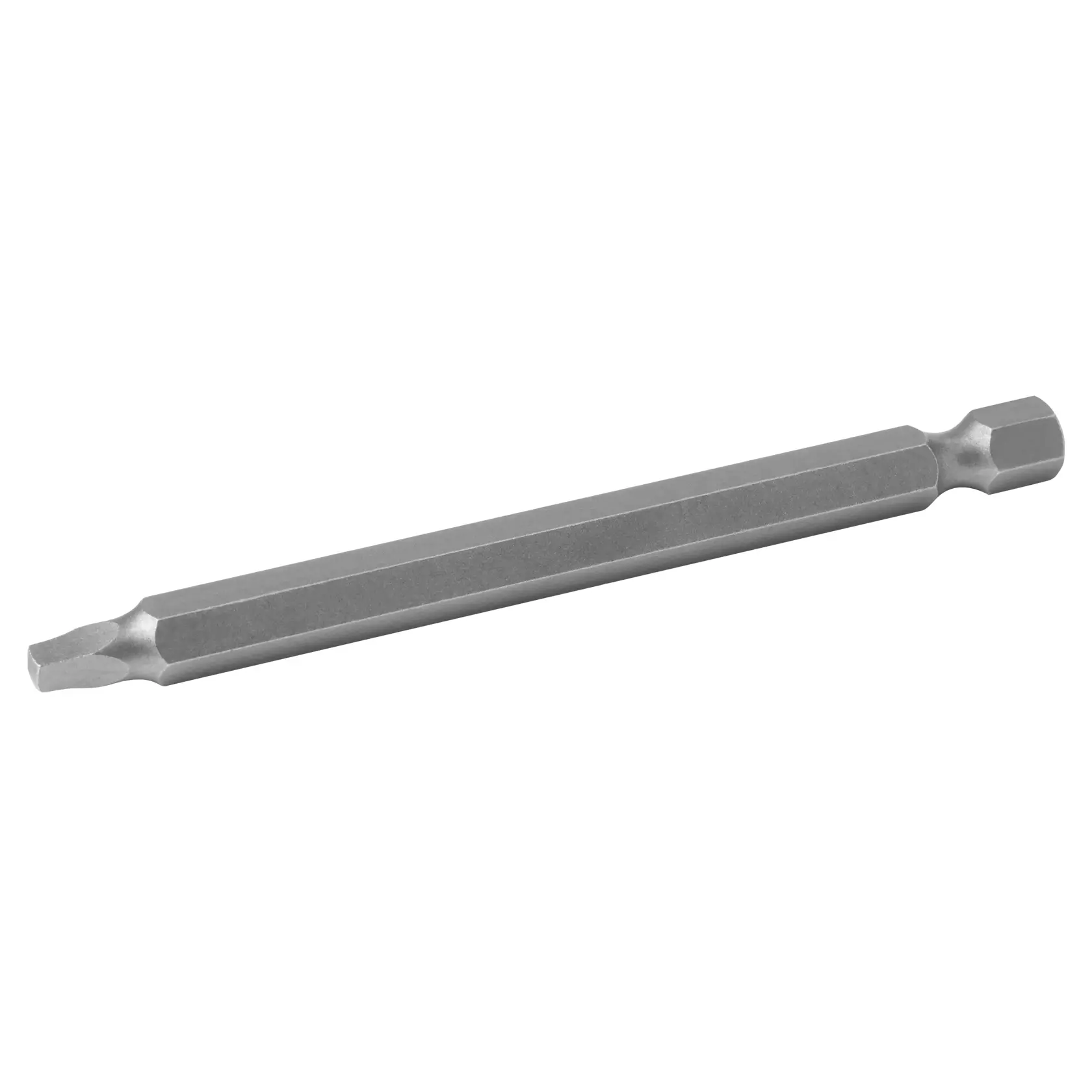 A single hexagonal metal screwdriver bit, shown against a white background.