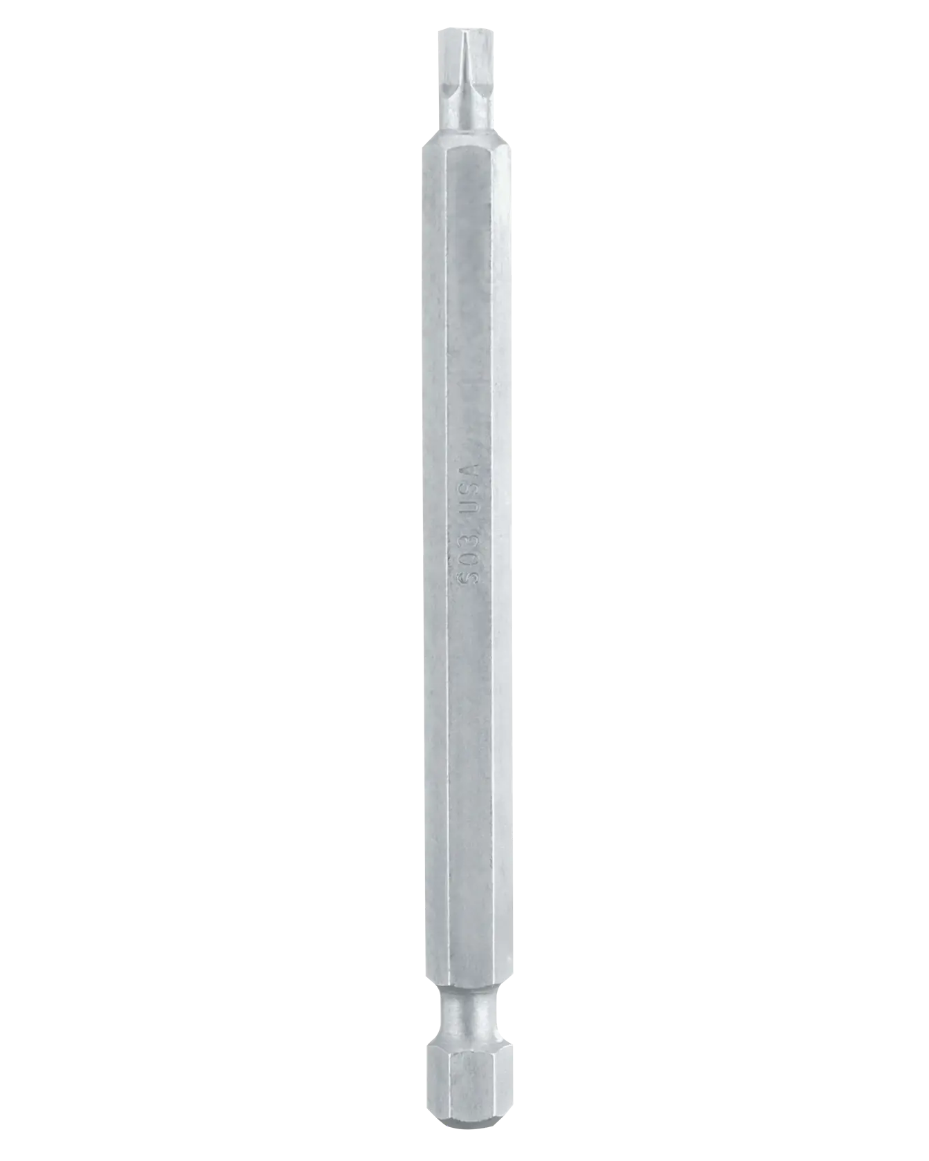 A DEWALT DW2233 long Torx screwdriver bit with a hex shank, shown vertically on a white background.