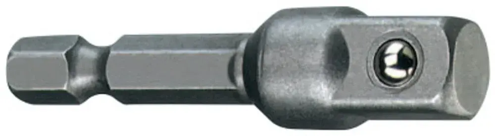 A metal hex shank socket adapter for power tools, shown against a white background.