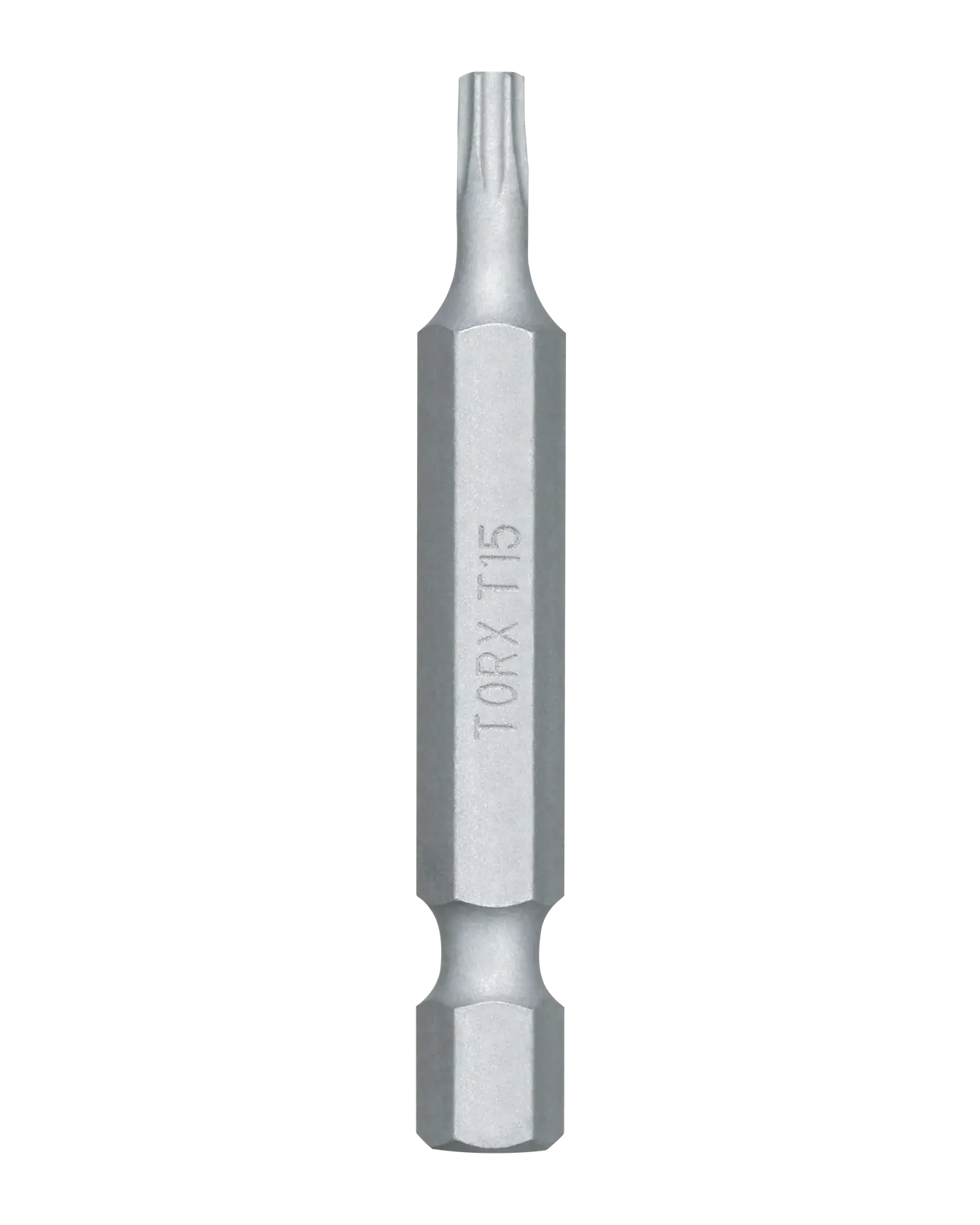 A DEWALT Torx T15 screwdriver bit with hex shank, shown upright on a white background.