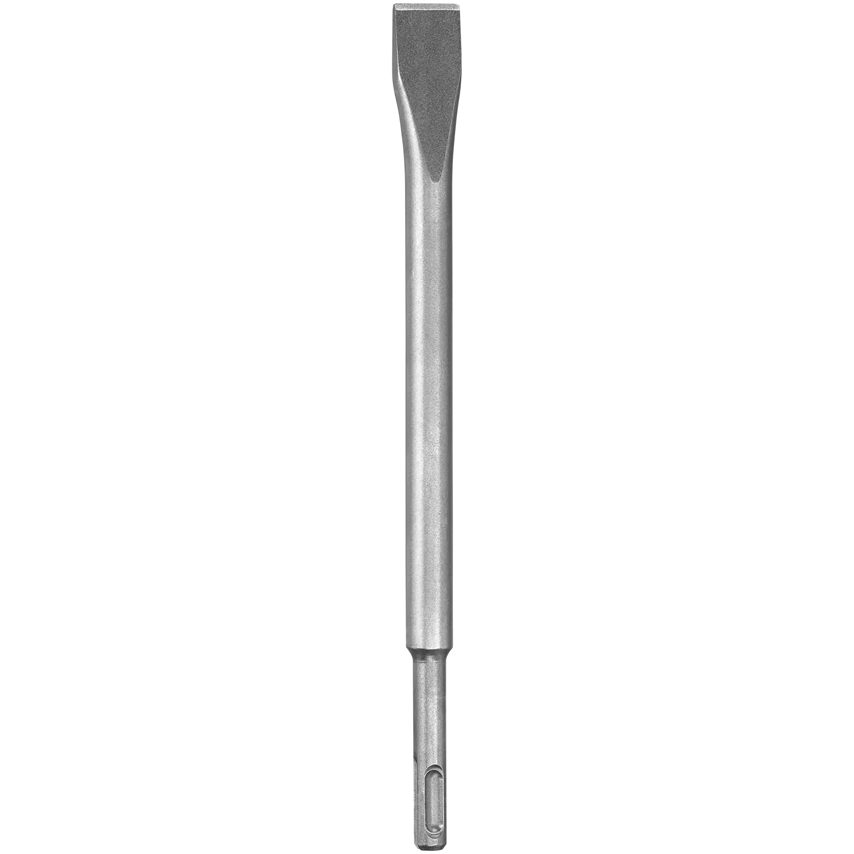 A straight, silver-colored flat chisel for use with rotary hammers. The chisel has an SDS plus shank and a wide, flat tip for demolition purposes.