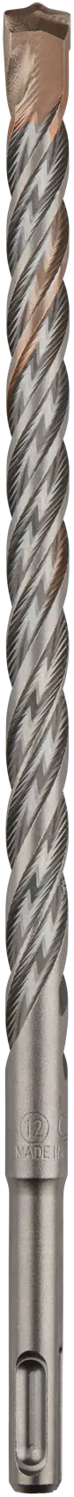 A single metal SDS drill bit with a spiral groove design, shown vertically against a white background.