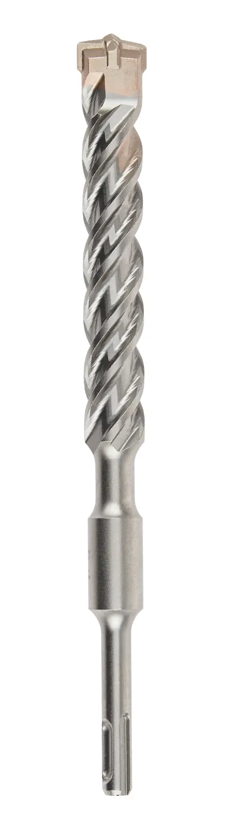 A metal masonry drill bit with a spiral flute and an SDS shank, shown against a white background.