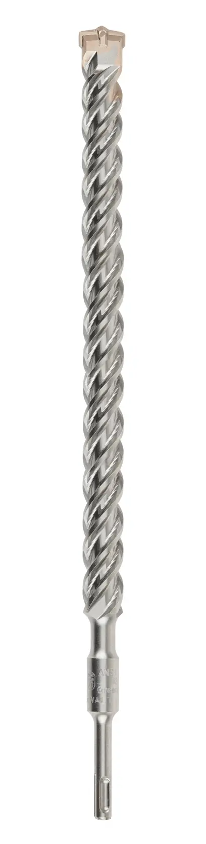 A single silver-colored masonry drill bit with a spiral design and a SDS shank, shown vertically against a white background.