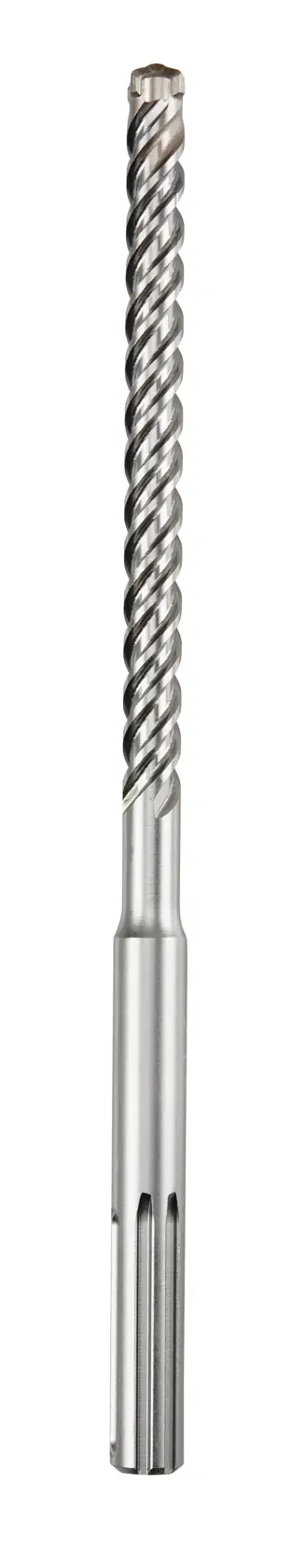 A single SDS-max rotary hammer drill bit with a spiral flute design, shown upright against a white background.