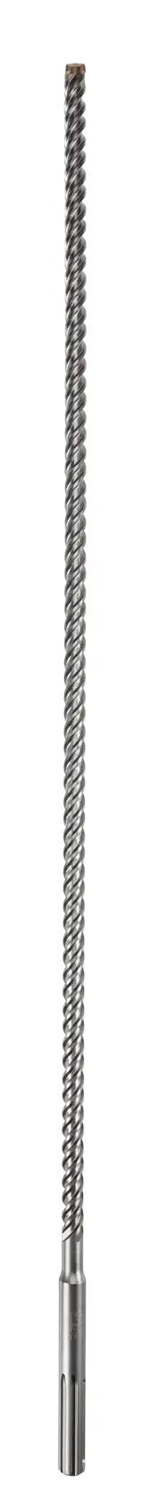 A long, spiral-design masonry drill bit with a carbide tip, shown vertically on a plain white background.
