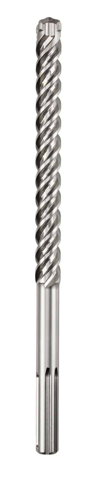 A metal SDS Max drill bit with a spiral design for use in power drills.