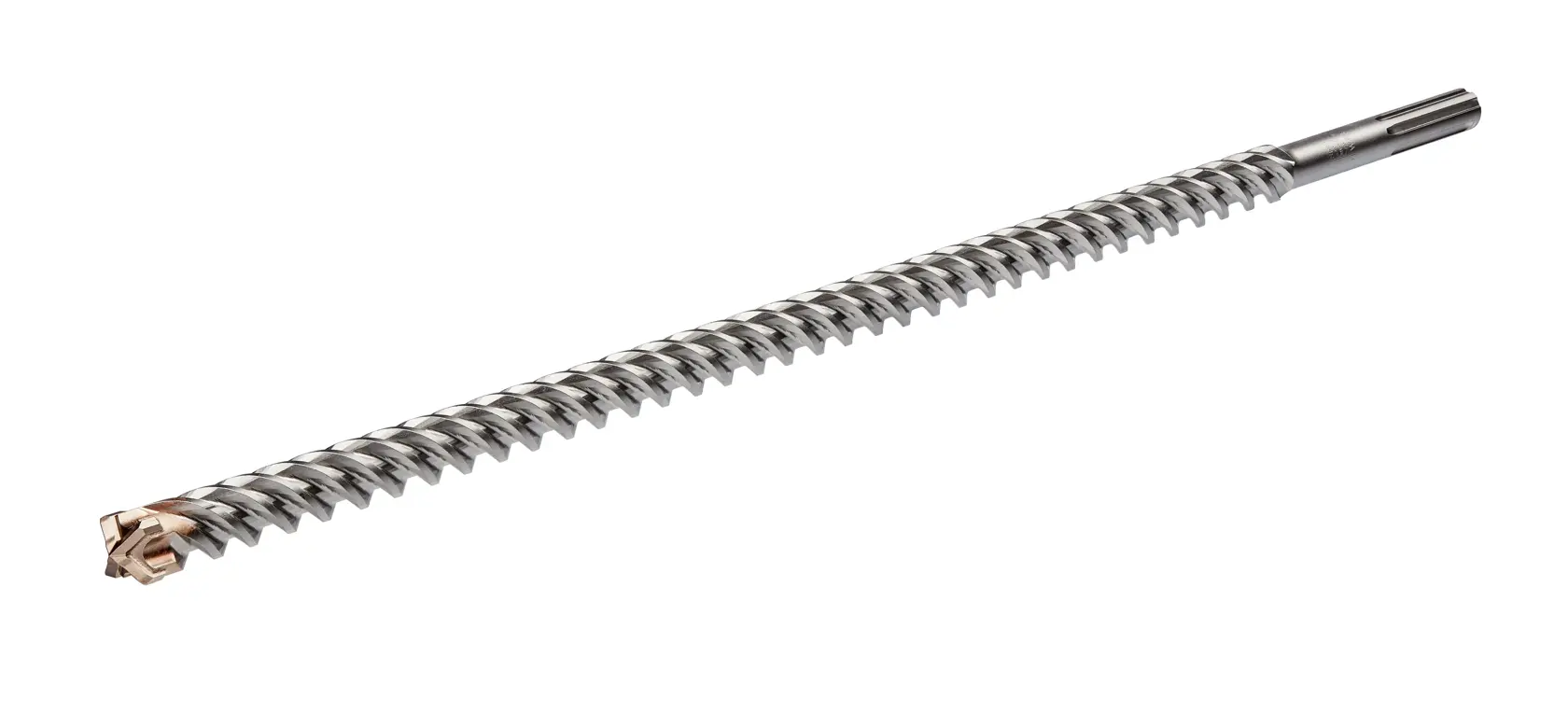A DEWALT DW5822 SDS Max rotary hammer drill bit with a spiral fluted shaft and carbide tip, photographed on a white background.