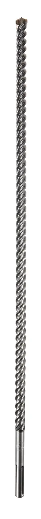 A long, spiral-shaped metal drill bit with a pointed tip, designed for use with heavy-duty rotary hammers on concrete or masonry surfaces.