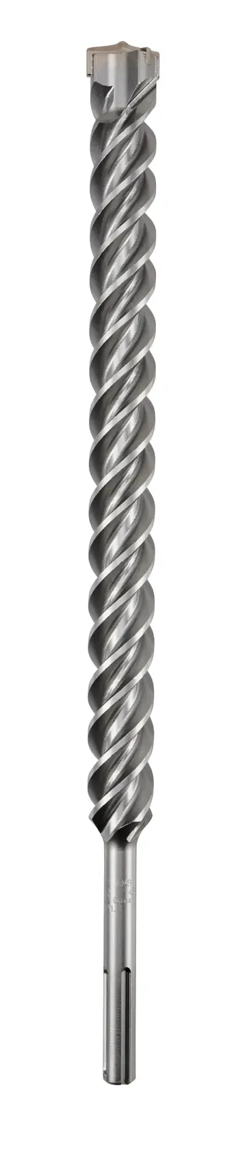 A single DEWALT metal rotary hammer drill bit with a spiral fluted design and an SDS-Max shank, displayed vertically against a white background.