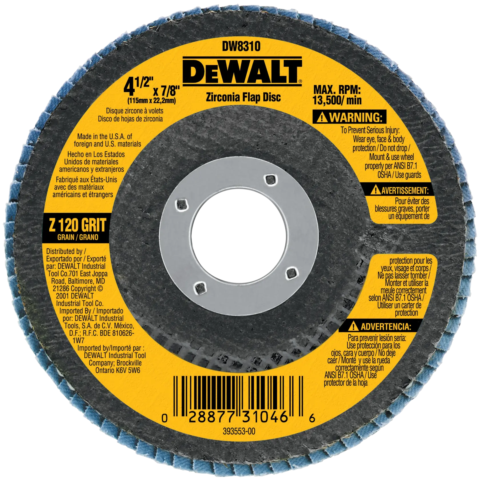 Disque à lamelles HP de type 29 de 120 g de 4 1/2 po x 7/8 po