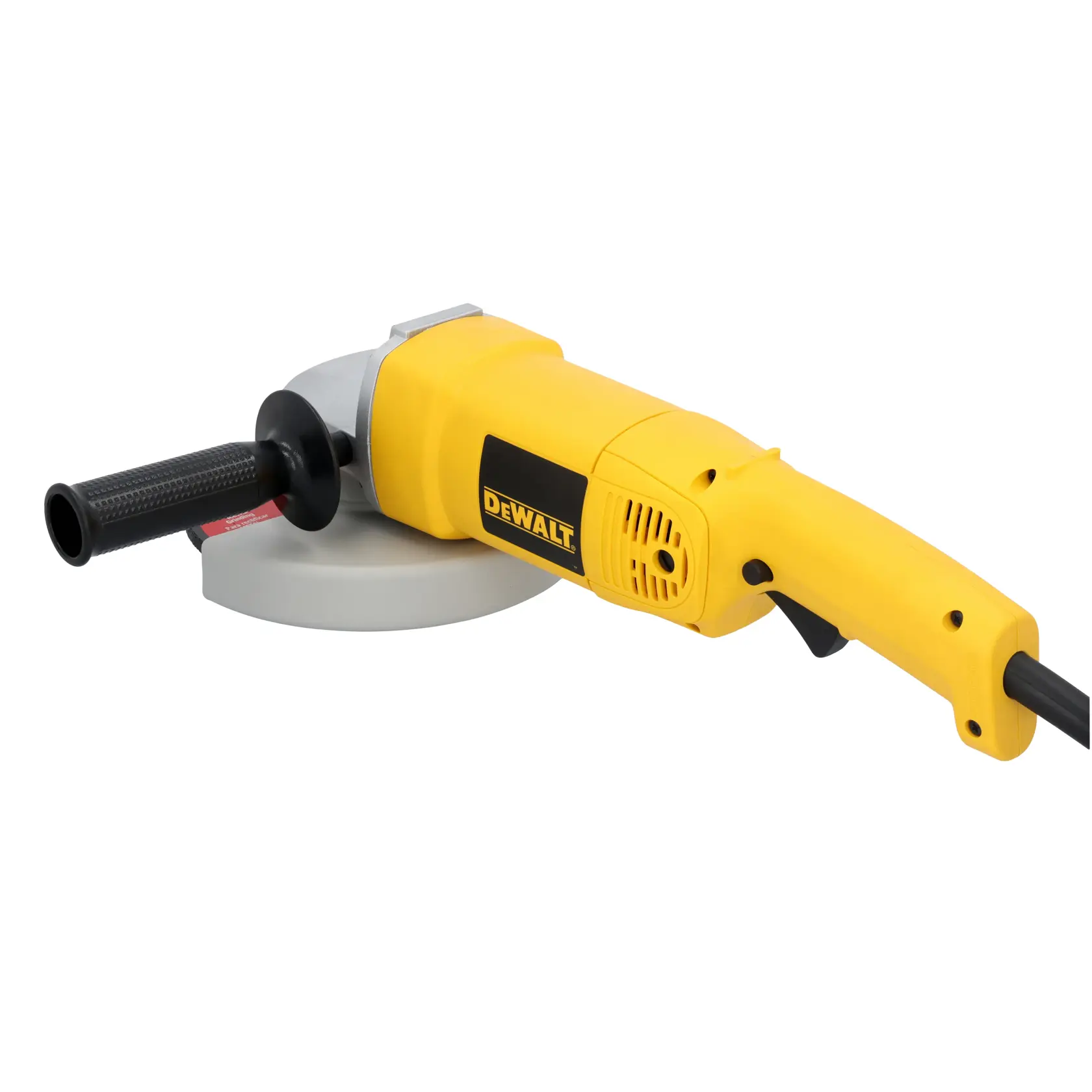 A DEWALT DW840 angle grinder with a yellow body and black handle, shown against a white background.