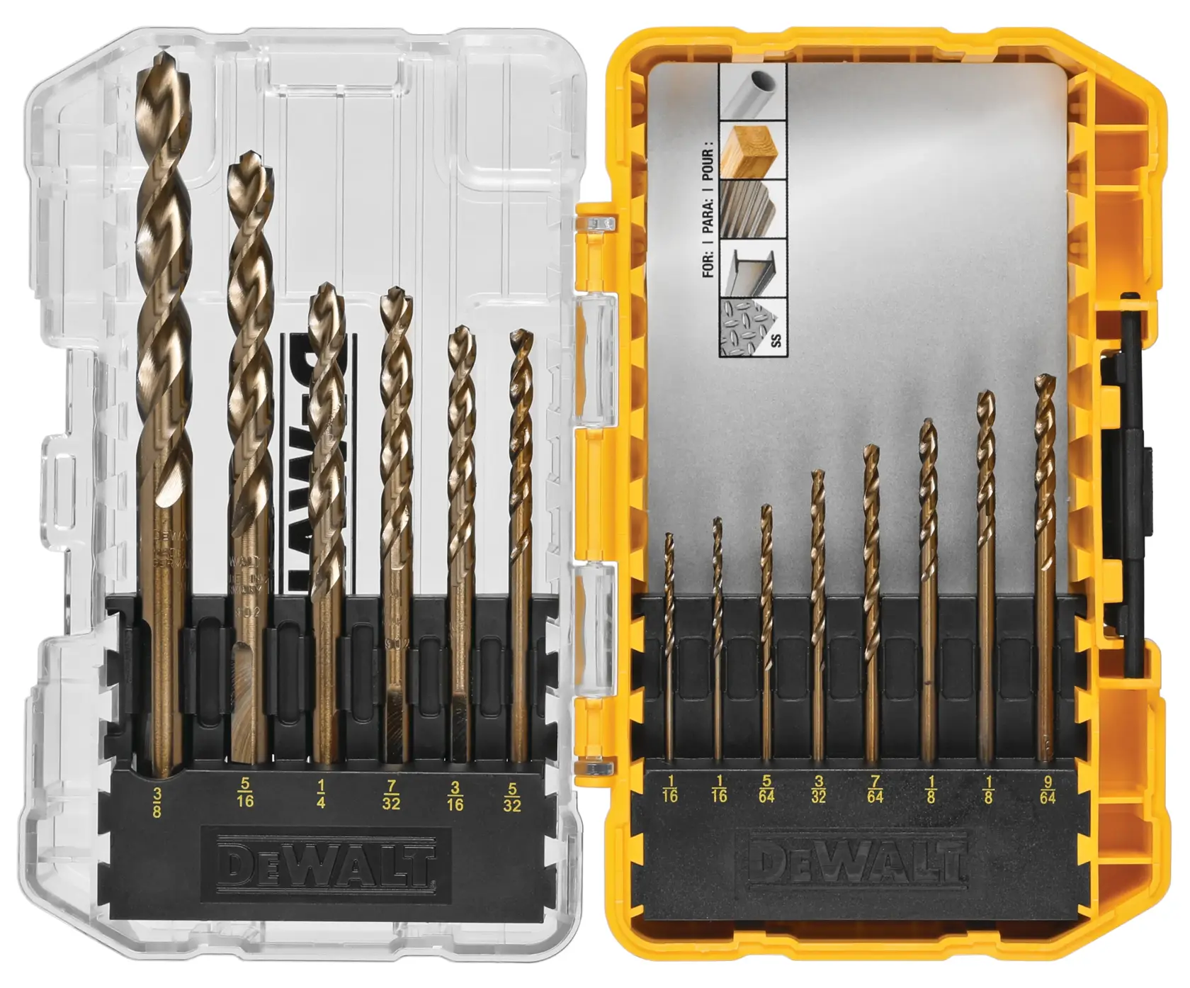 Logo DEWALT centré sur un fond blanc.