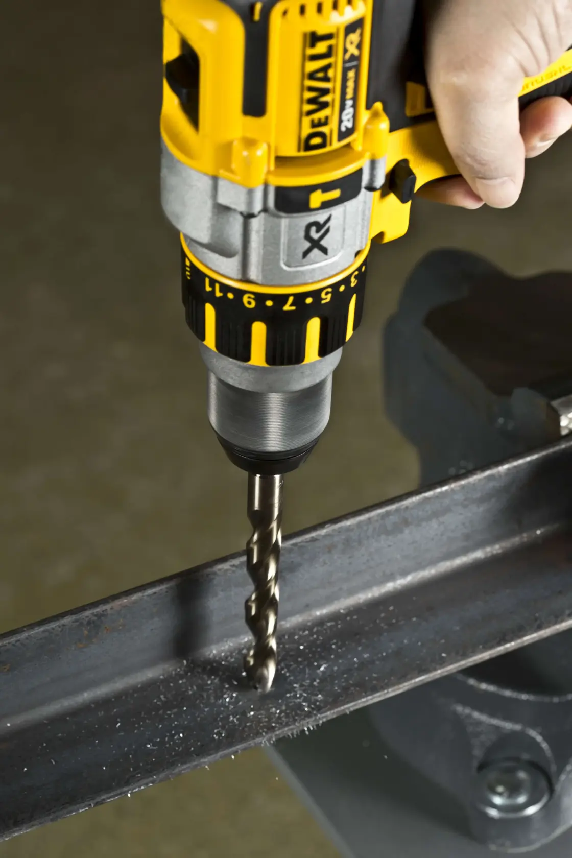 Product information graphic for DEWALT cobalt alloy steel drill bits, SKU DWA1269. The graphic lists drill bit sizes from 1/16 inch to 31/64 inch, each size having one bit. It specifies that the bits have a Pilot Point® tip and are housed in a metal index case. The materials suitable for drilling include stainless steel, mild steel, sheet metal, wood, and plastic. On the bottom right, there is an image of a DEWALT drill, indicating compatibility with DEWALT drills.