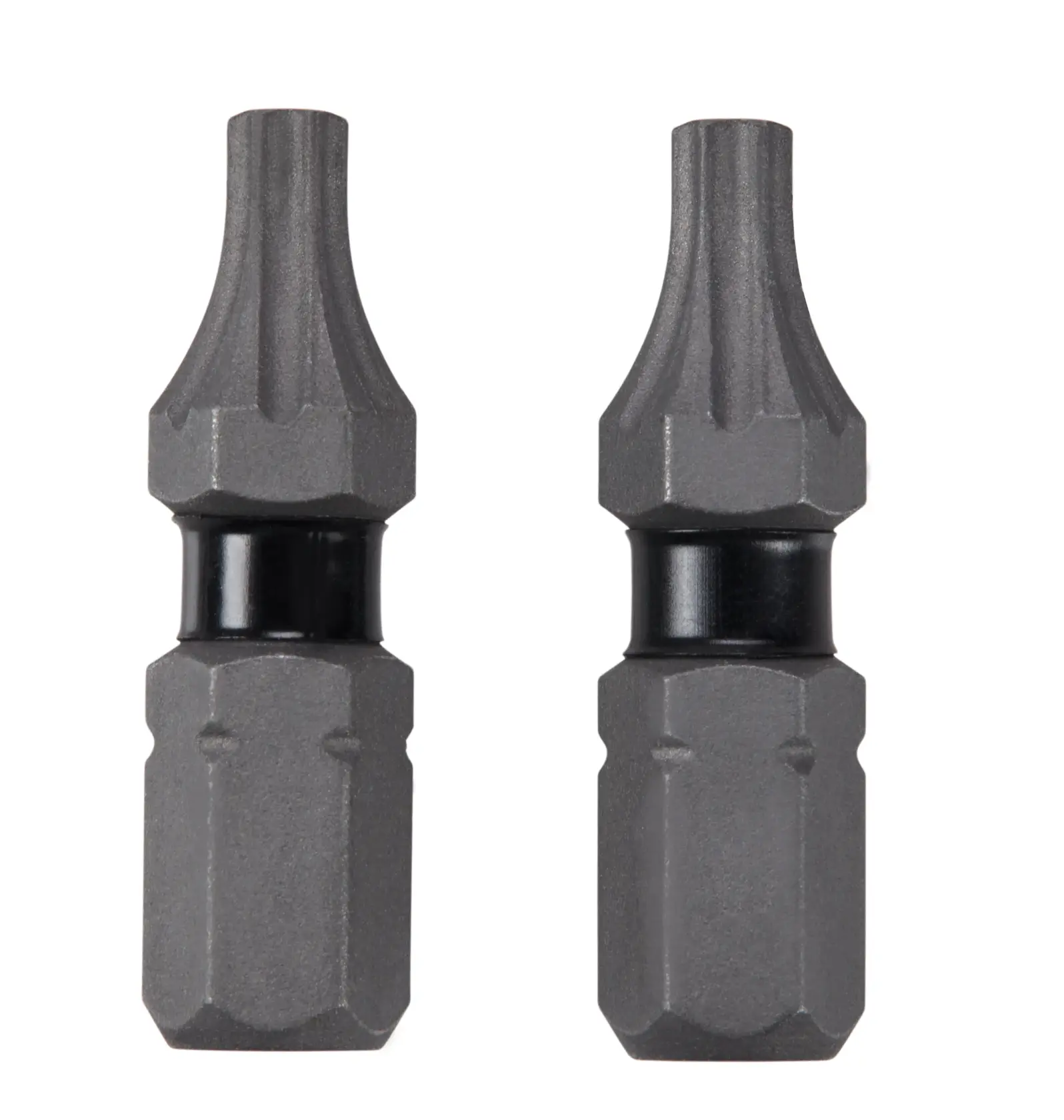 Two DEWALT branded star (Torx) screwdriver bits, size TX15, shown upright against a white background.