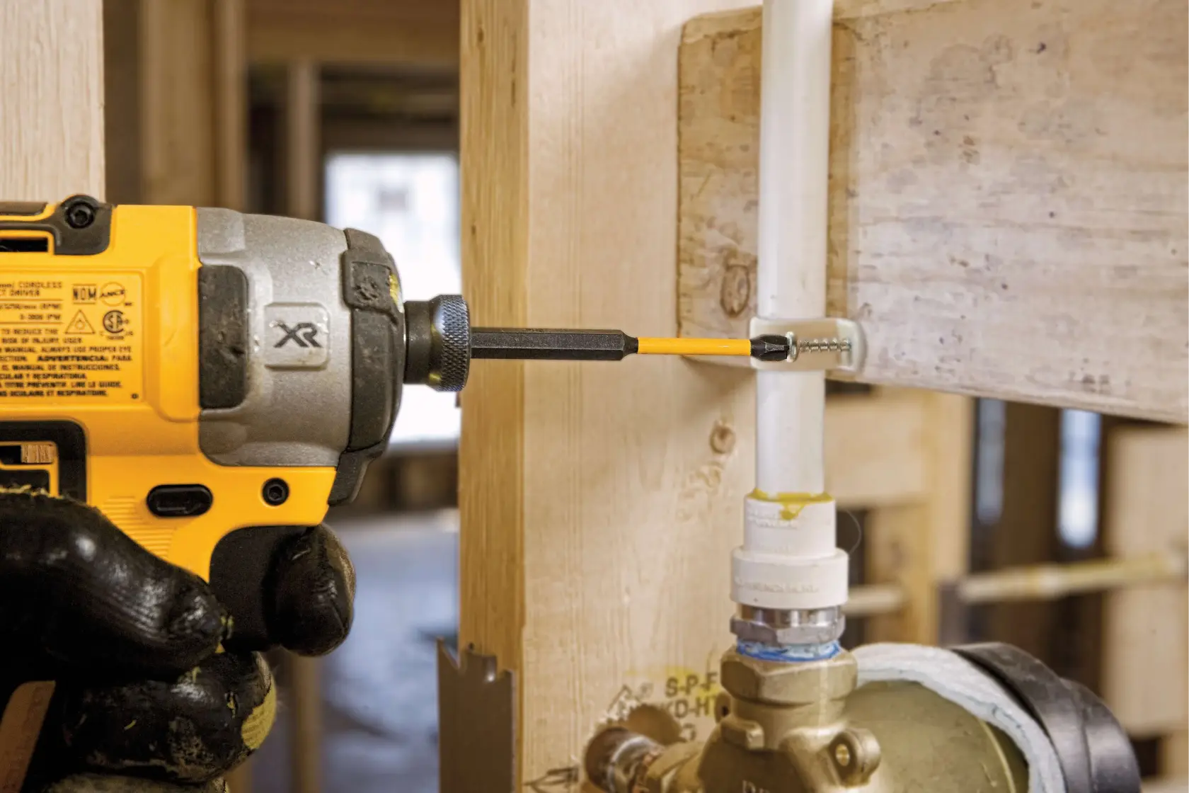 3.5 inch square number 2 FLEX TORQ IMPACT READY Screwdriving Bit attached to power tool being used.