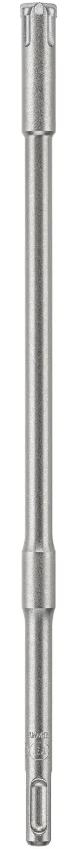 A long, cylindrical metal drill bit, designed for use with rotary hammer tools.
