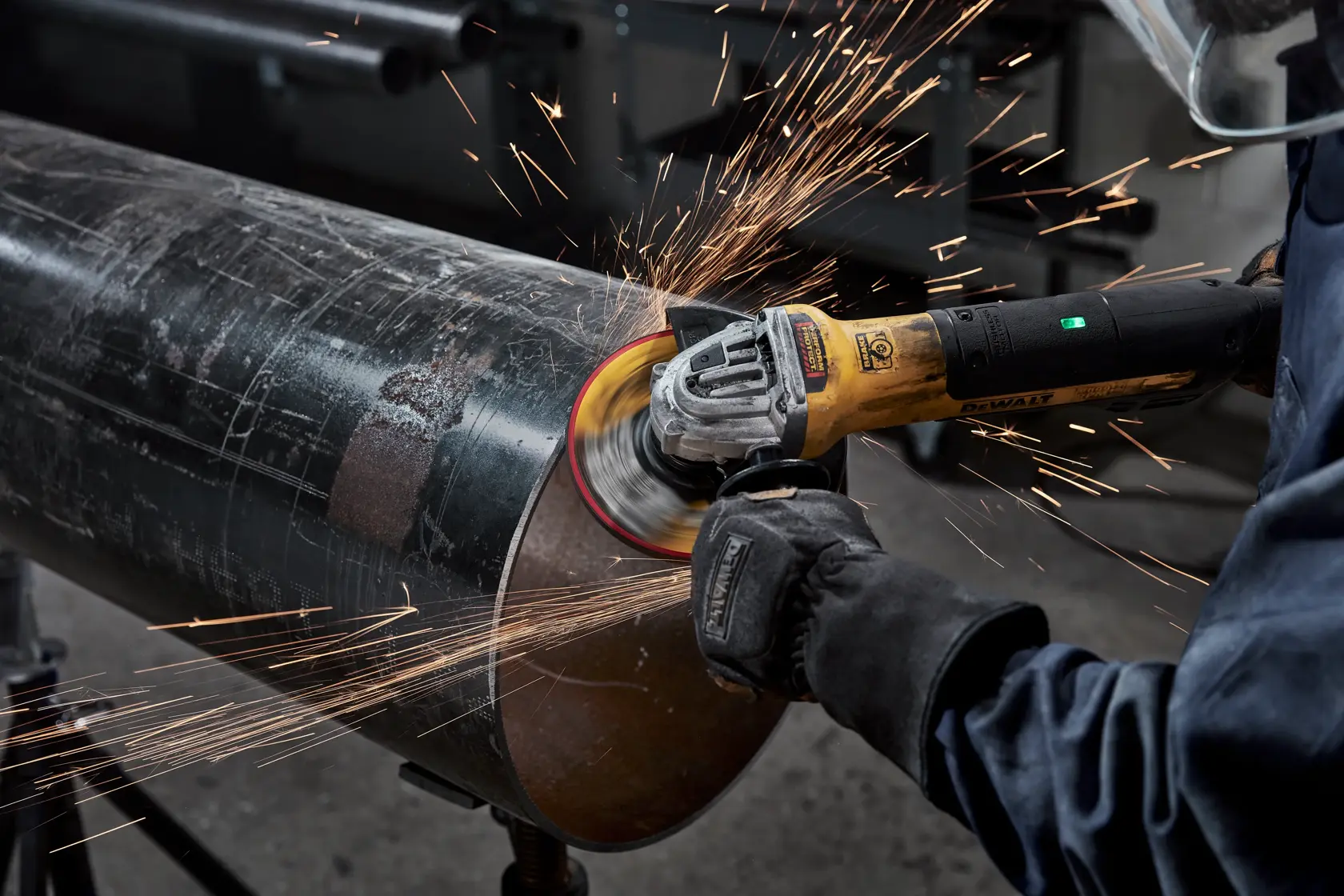 DEWALT Elite Series grinding wheel, 6 inch diameter, 1/4 inch thickness, 7/8 inch arbor. Designed for metal and stainless steel. Product code DWA8920F. Maximum RPM: 10,100. Includes safety icons and a QR code for abrasive safety information.