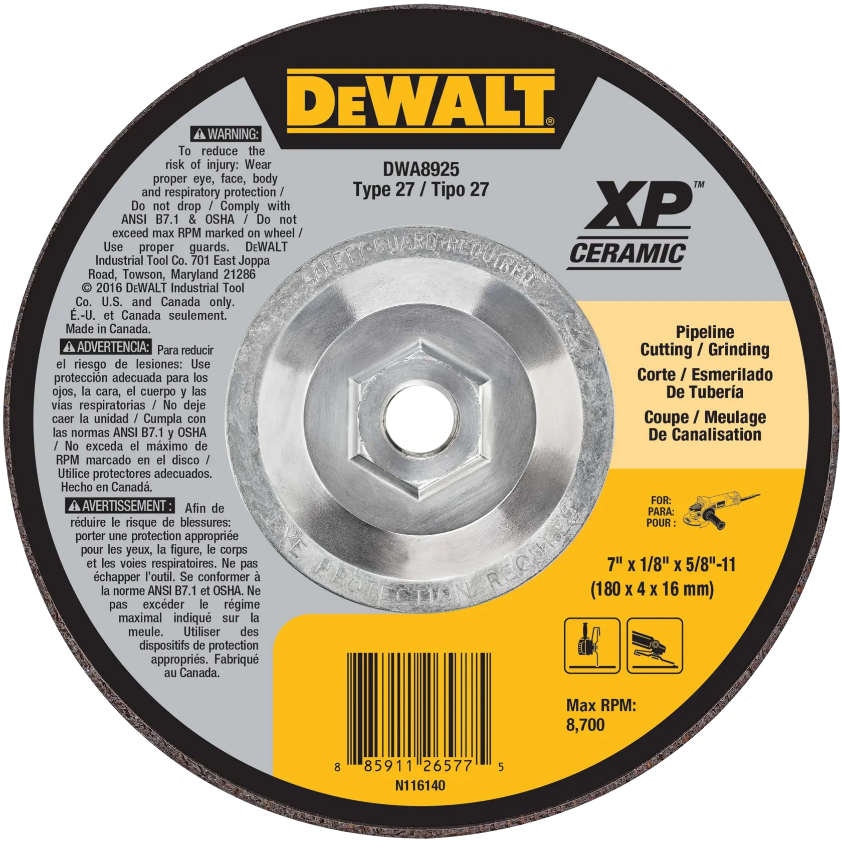 Profile of  XP ceramic metal grinding wheel Type 27.