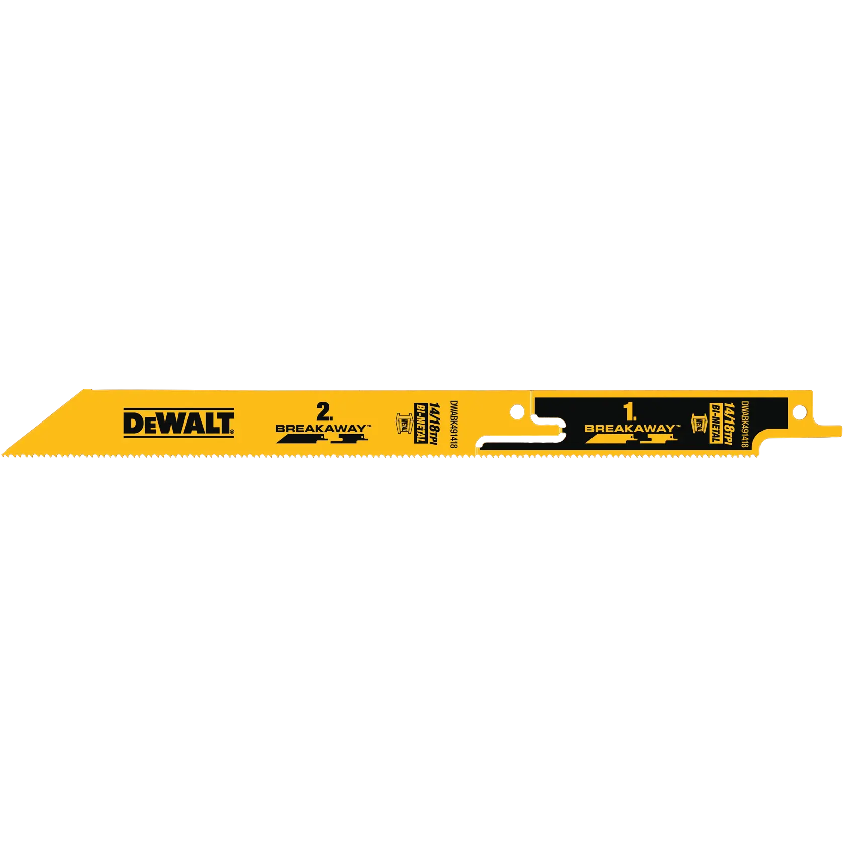 Profile of BREAKAWAY reciprocating saw blade.