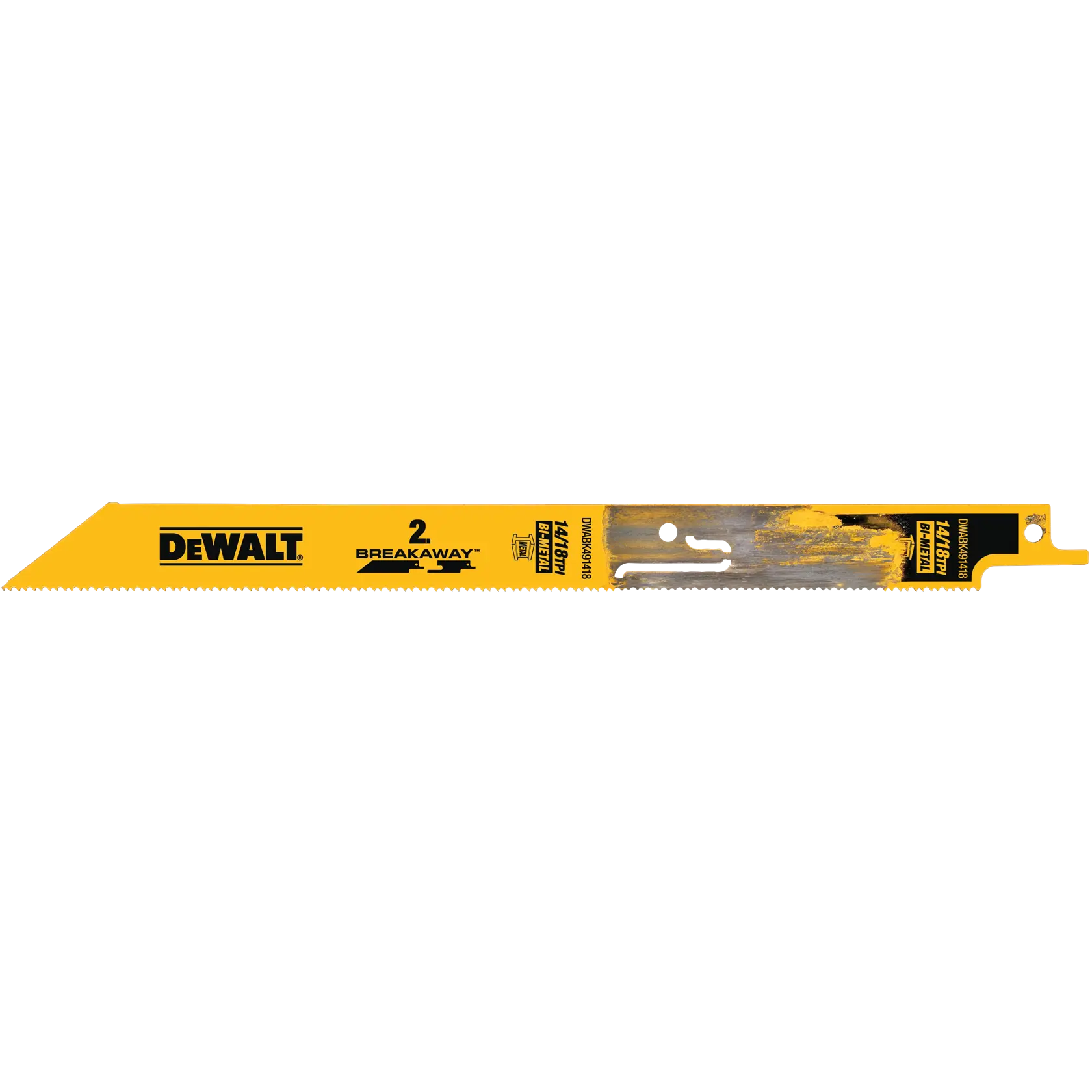 Profile of used BREAKAWAY reciprocating saw blade.