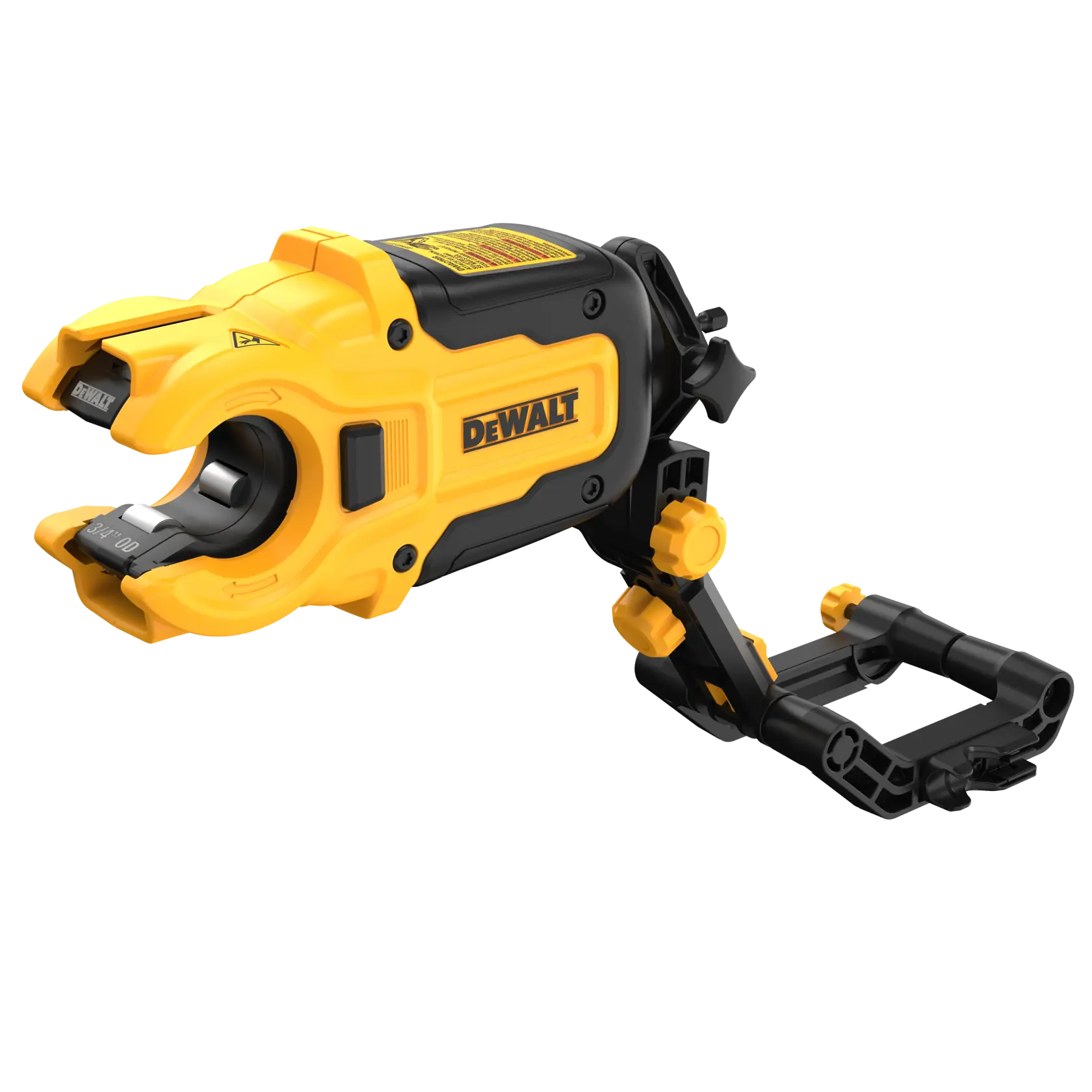 A DEWALT wire cutting tool with a yellow and black casing and adjustable handle, designed for professional use.