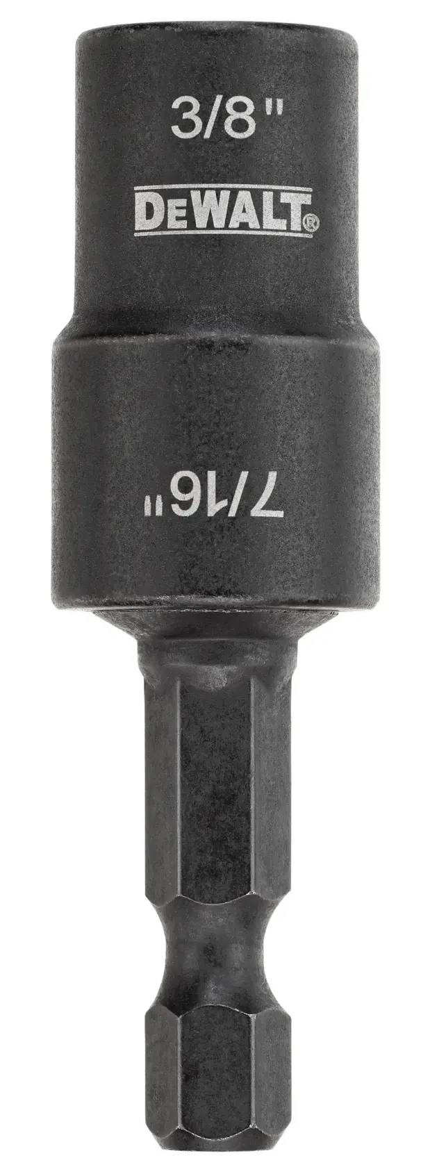 Profile of 3 eighths by 7 sixteenths inch double ended attached nut driver.