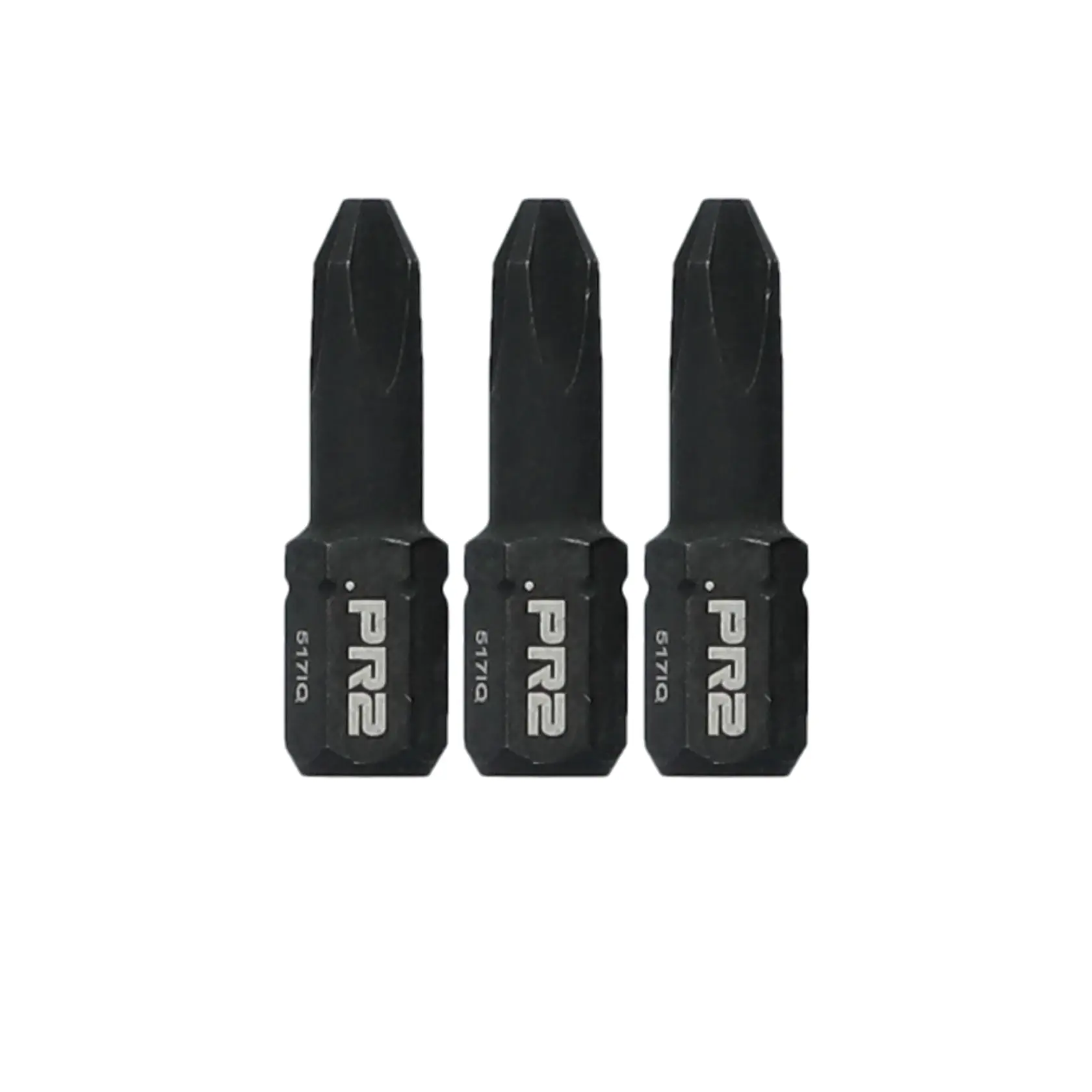 Three black DEWALT screwdriver bits with 'PR2' and '517IQ' markings, arranged side by side on a white background.