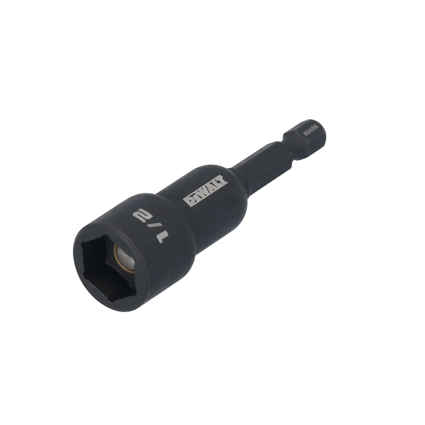 DEWALT DWAFE12ND hex nut driver, black, 1/2 inch size, side angle on white background.