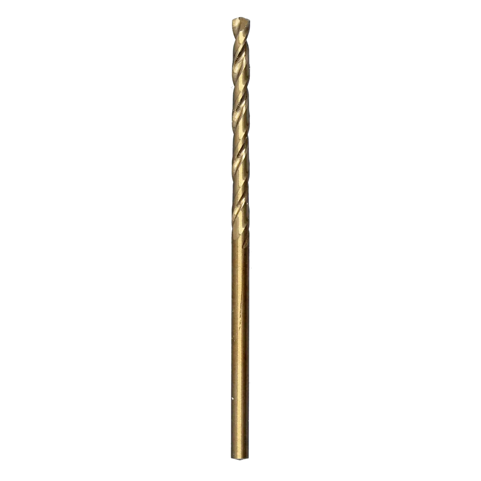 A single metallic drill bit with a gold finish, shown upright against a white background.