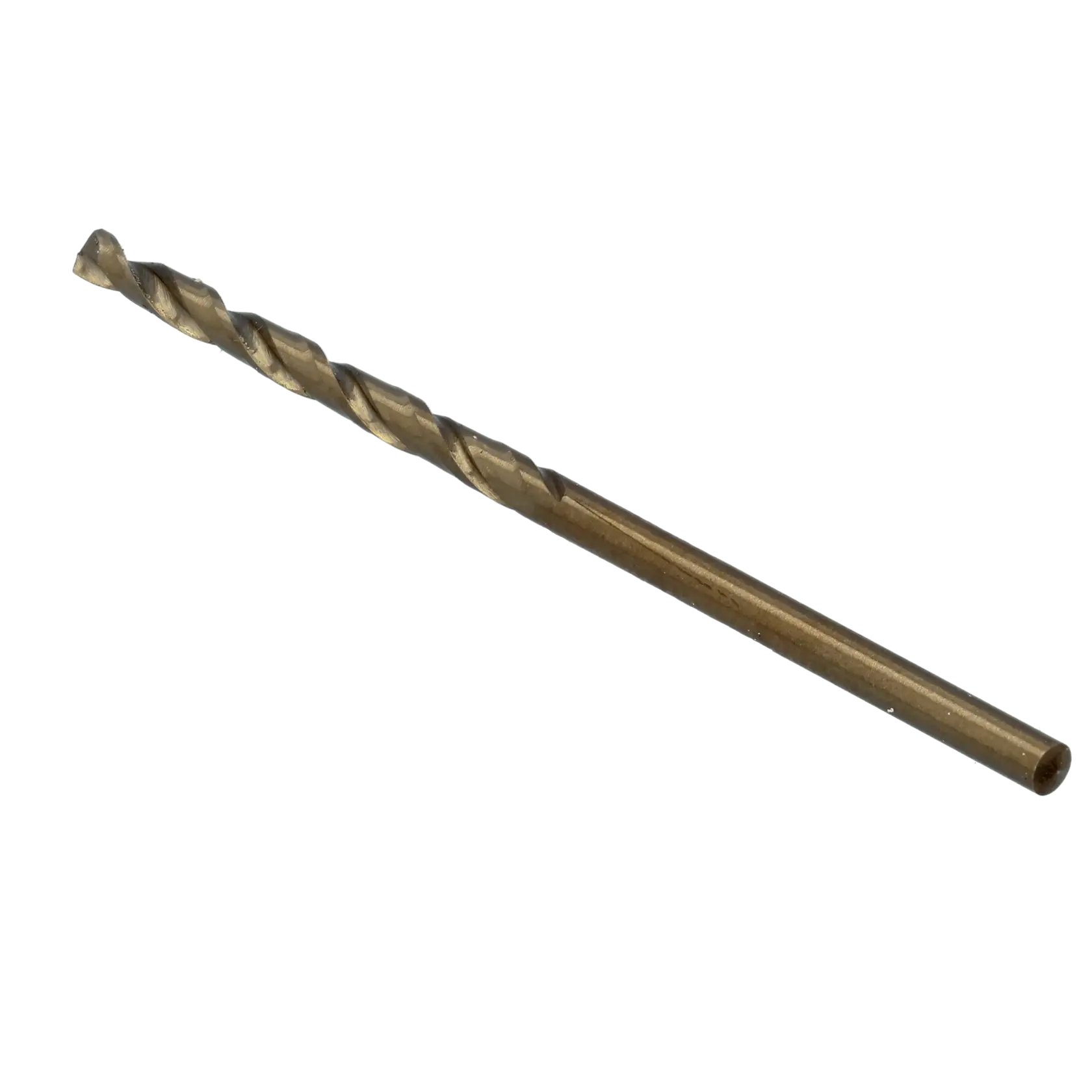 A single metal drill bit, shown against a white background. The drill bit has a spiral design and is used for making holes in materials.